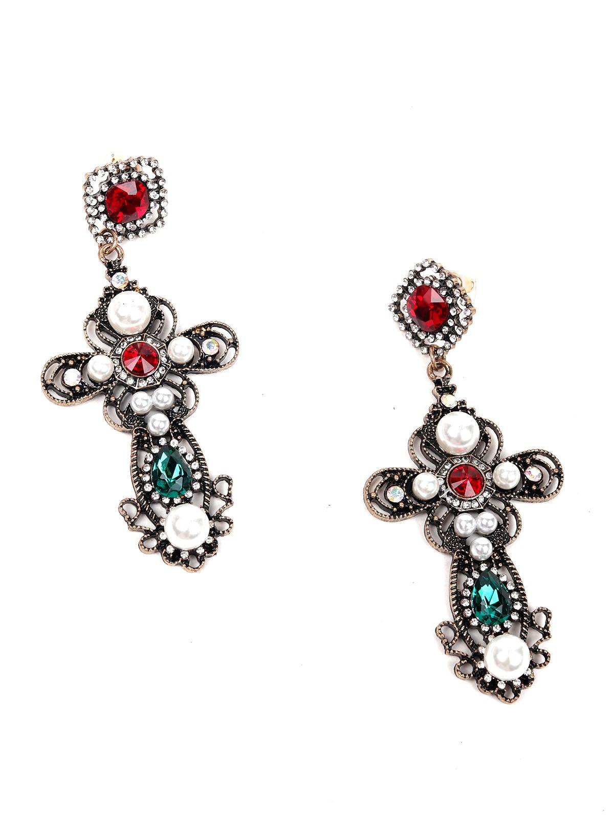 Women's Stunning Oxide Gemstone Embellished Drop Earring