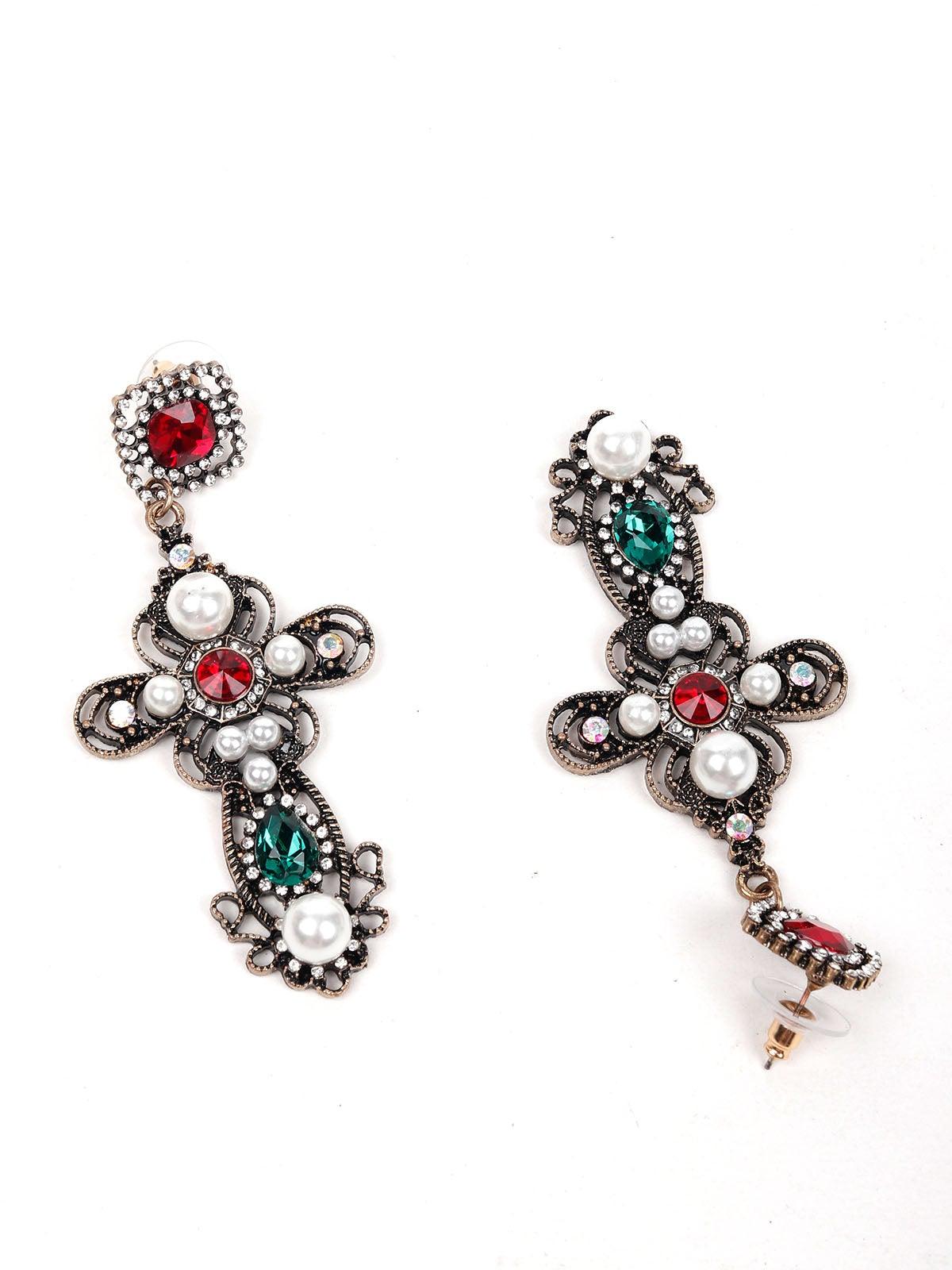 Women's Stunning Oxide Gemstone Embellished Drop Earring