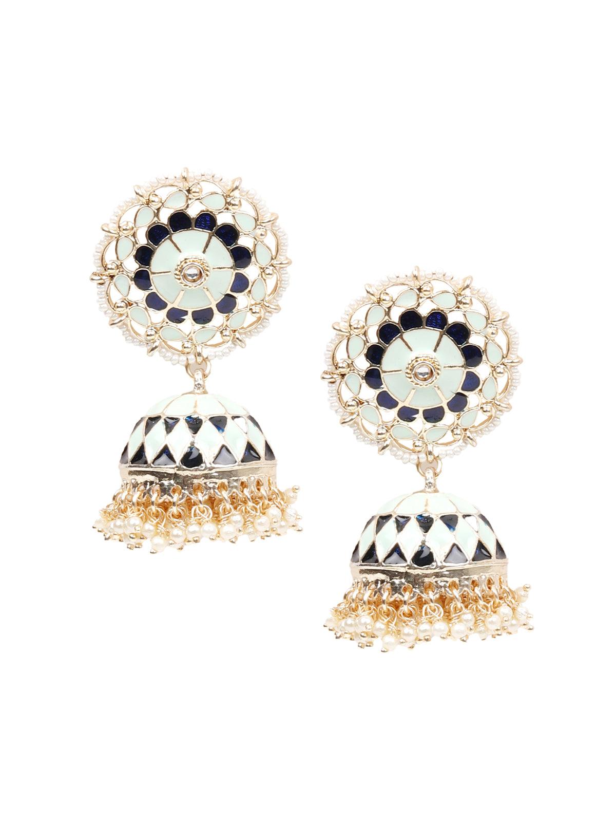 Women's Stunning Sea Green And Navy Blue Jhumka