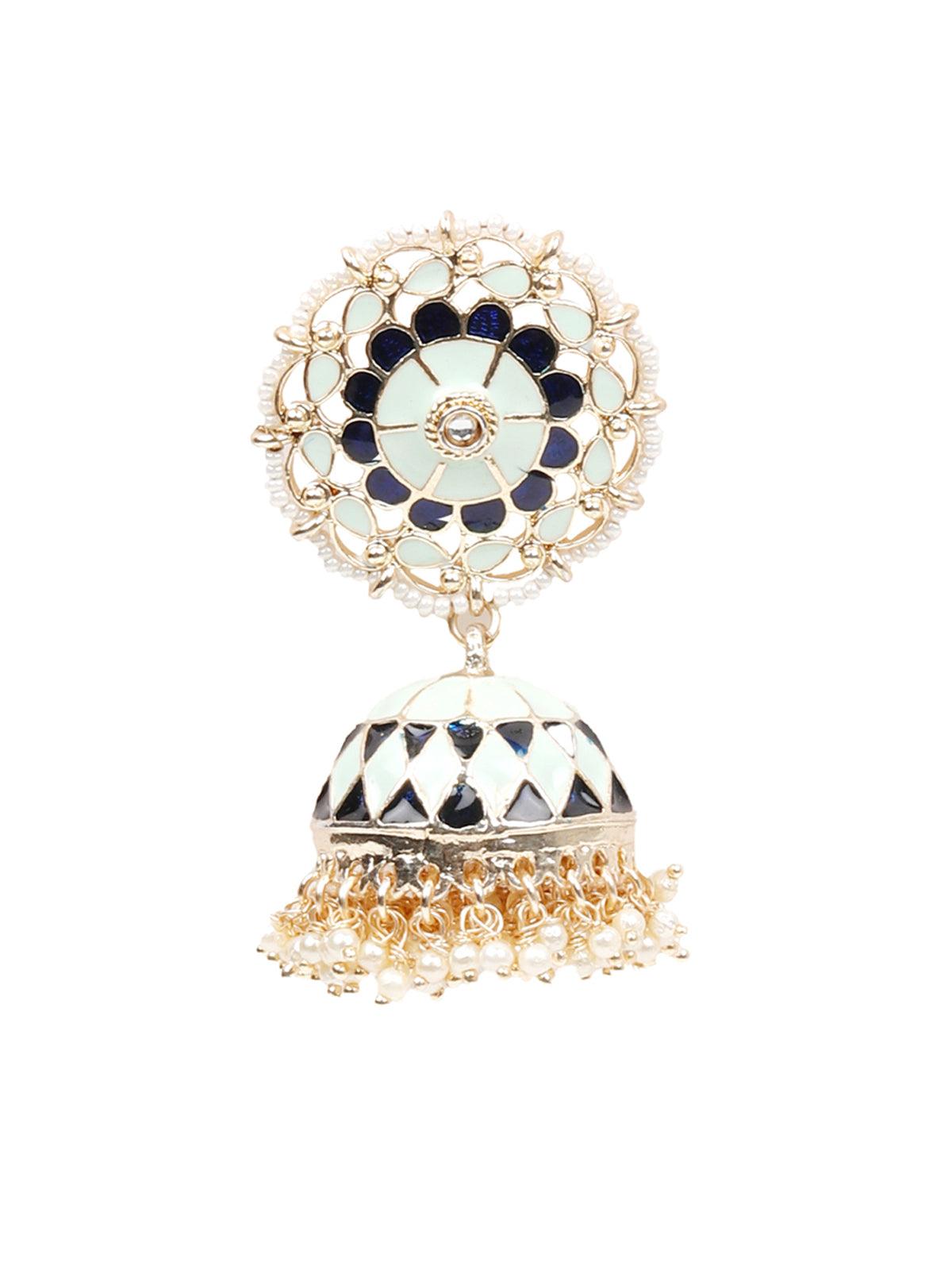 Women's Stunning Sea Green And Navy Blue Jhumka