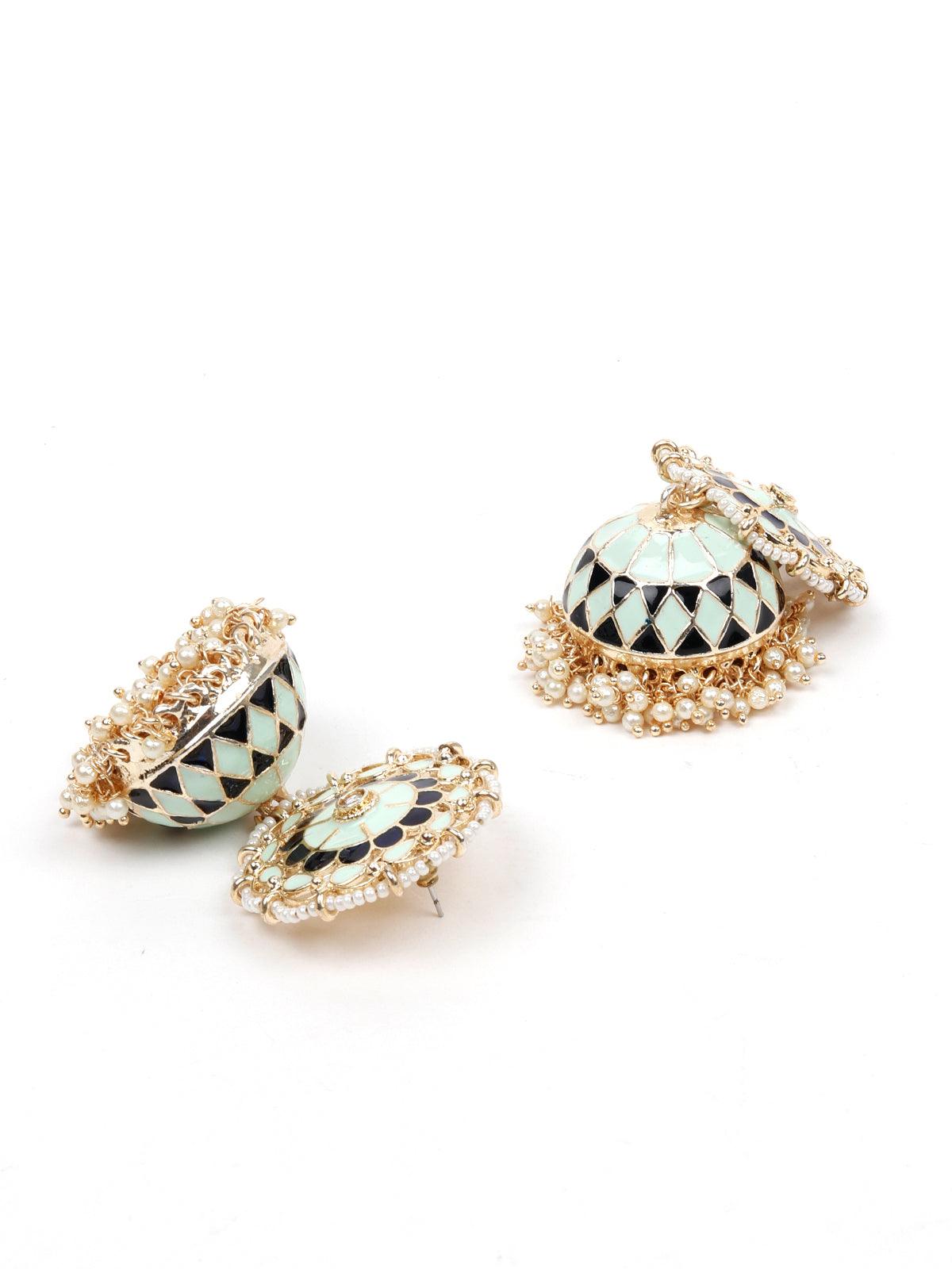 Women's Stunning Sea Green And Navy Blue Jhumka