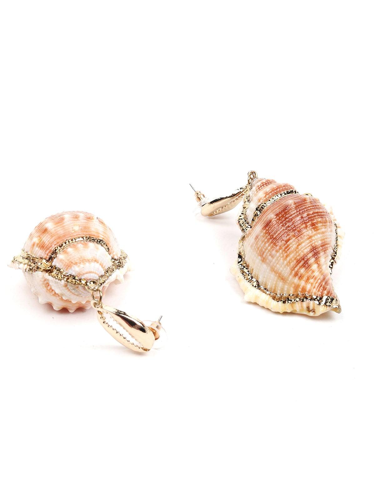 Women's Stunning Seashore Shell Earrings-Gol