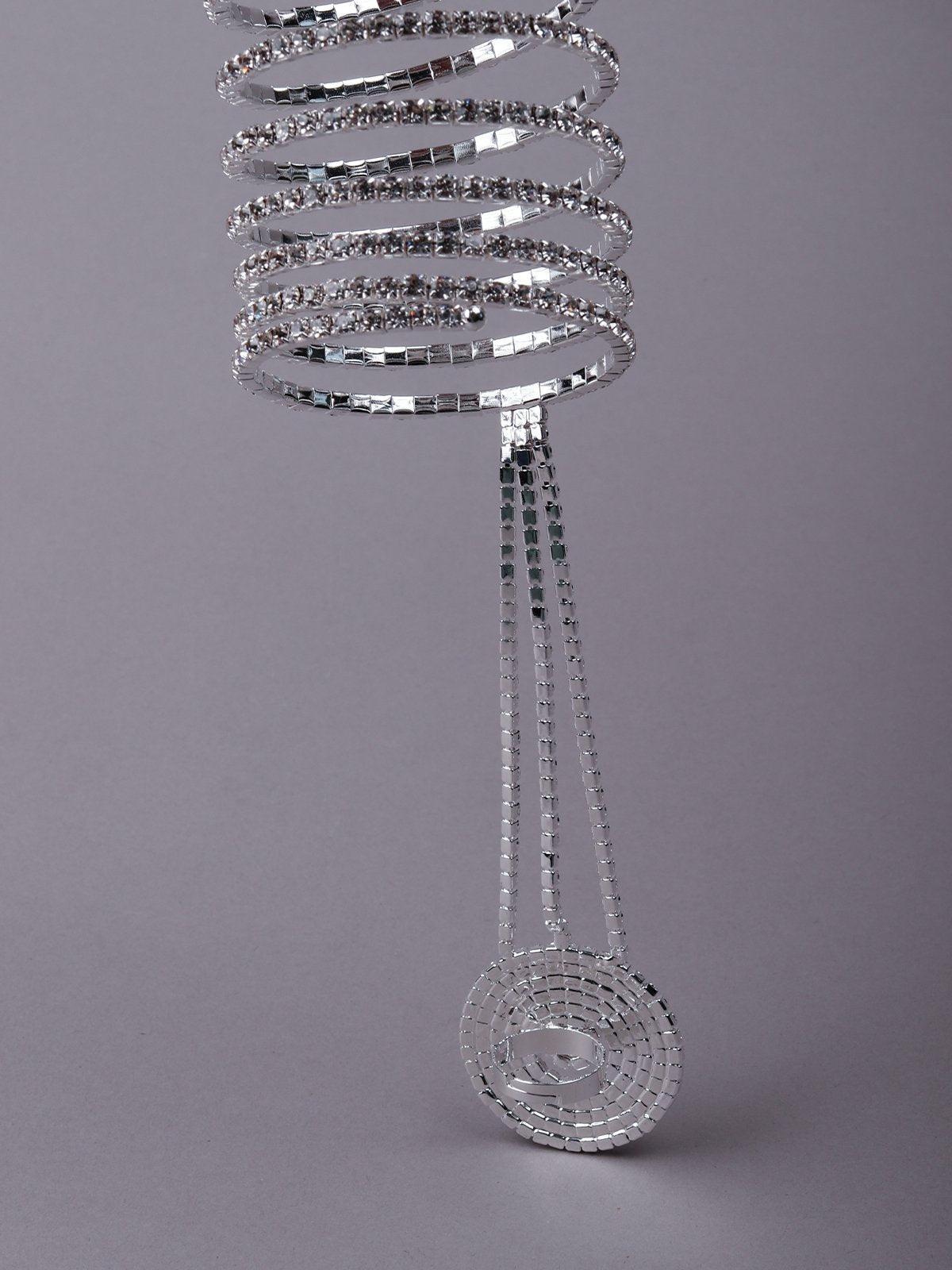 Women's Stunning Studded Bracelet Joining To A Rin