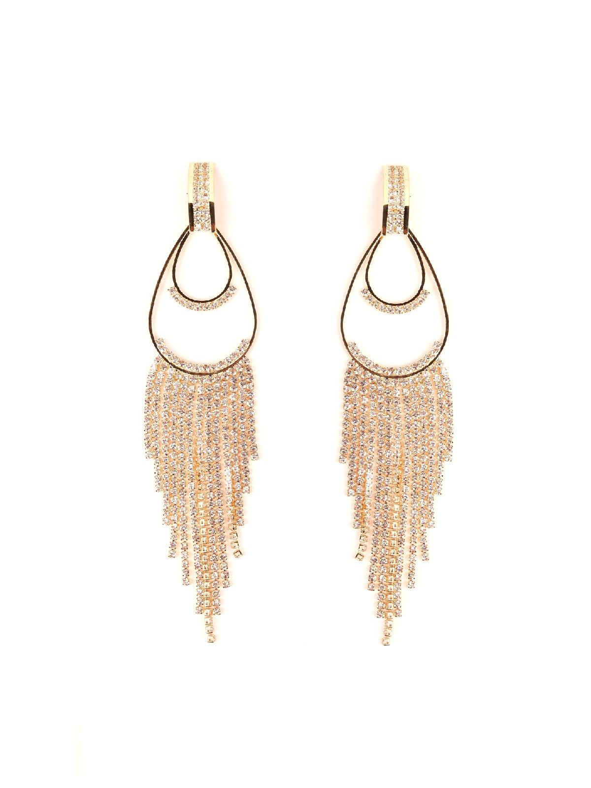 Women's Stunning Teardrop Gold-Tone Tassel Drop Earring