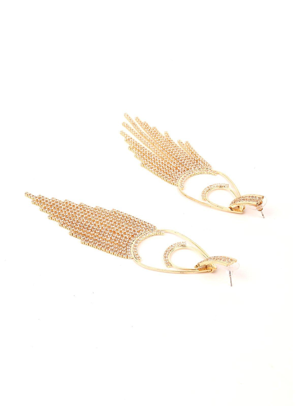 Women's Stunning Teardrop Gold-Tone Tassel Drop Earring