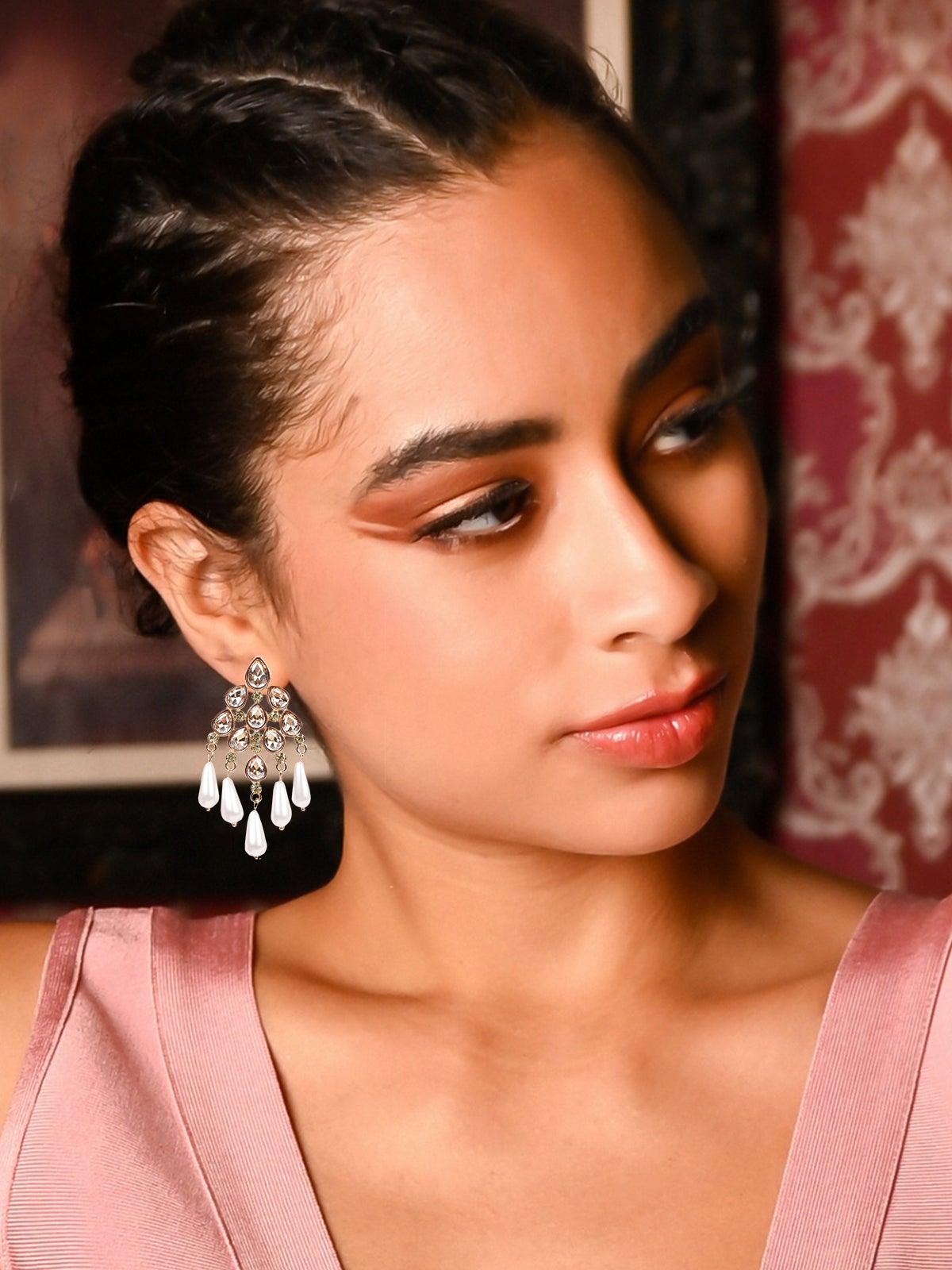 Women's Stunning White Bead Drop Earring