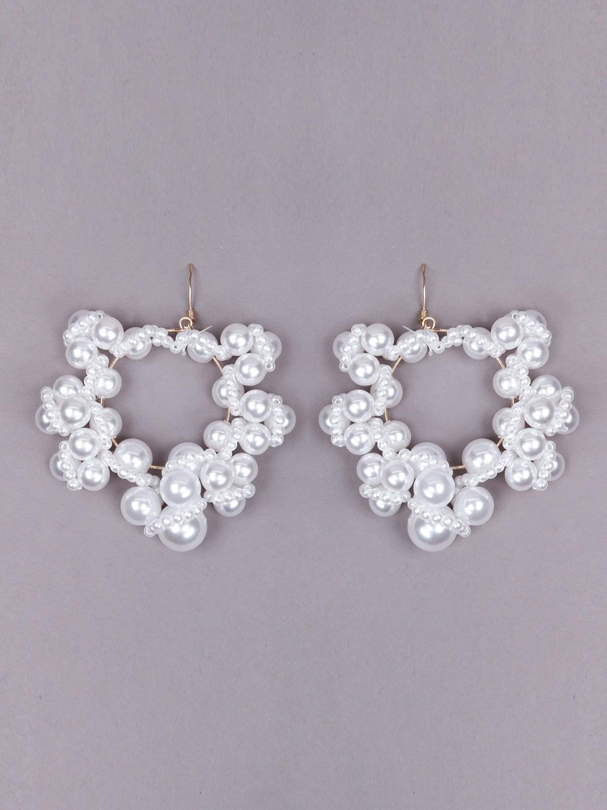 Women's Stunning White Beaded Rounded Pear Earring