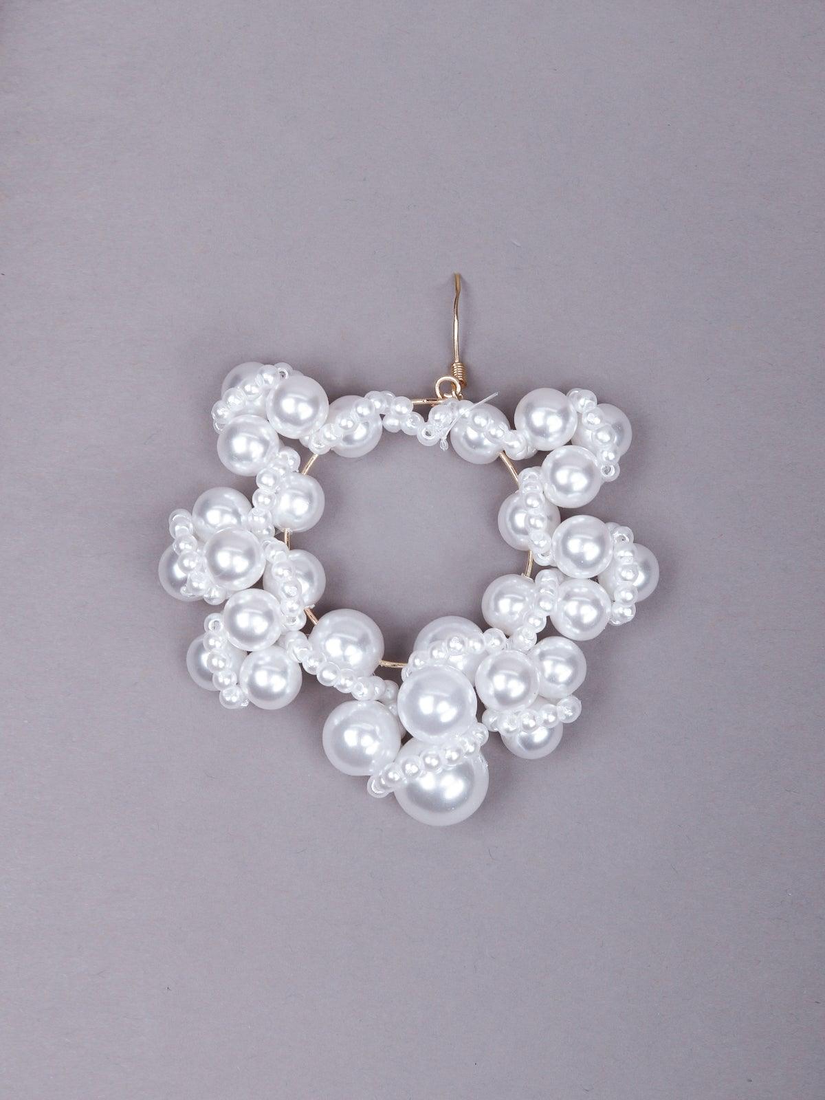 Women's Stunning White Beaded Rounded Pear Earring
