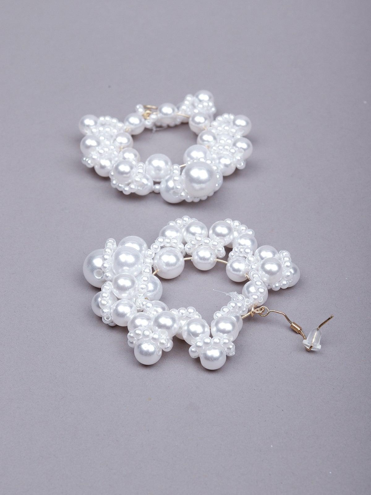 Women's Stunning White Beaded Rounded Pear Earring