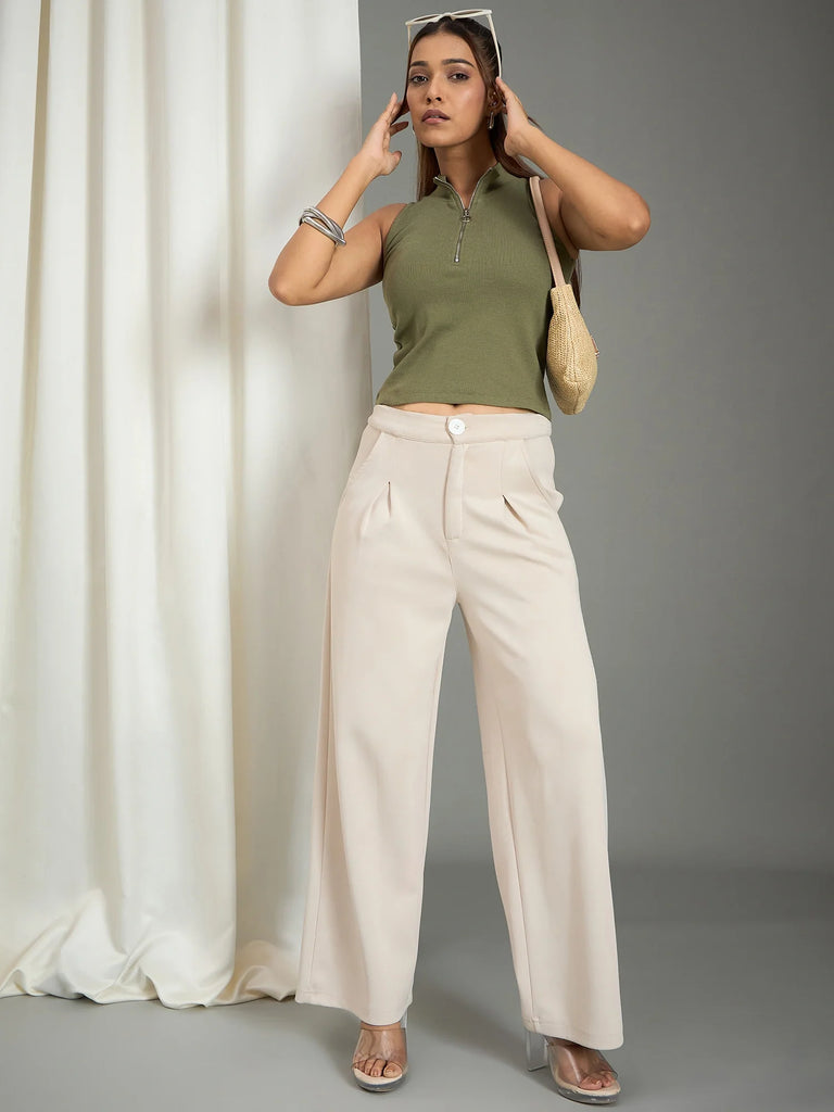 Women's Olive Ribbed Sleeveless Top