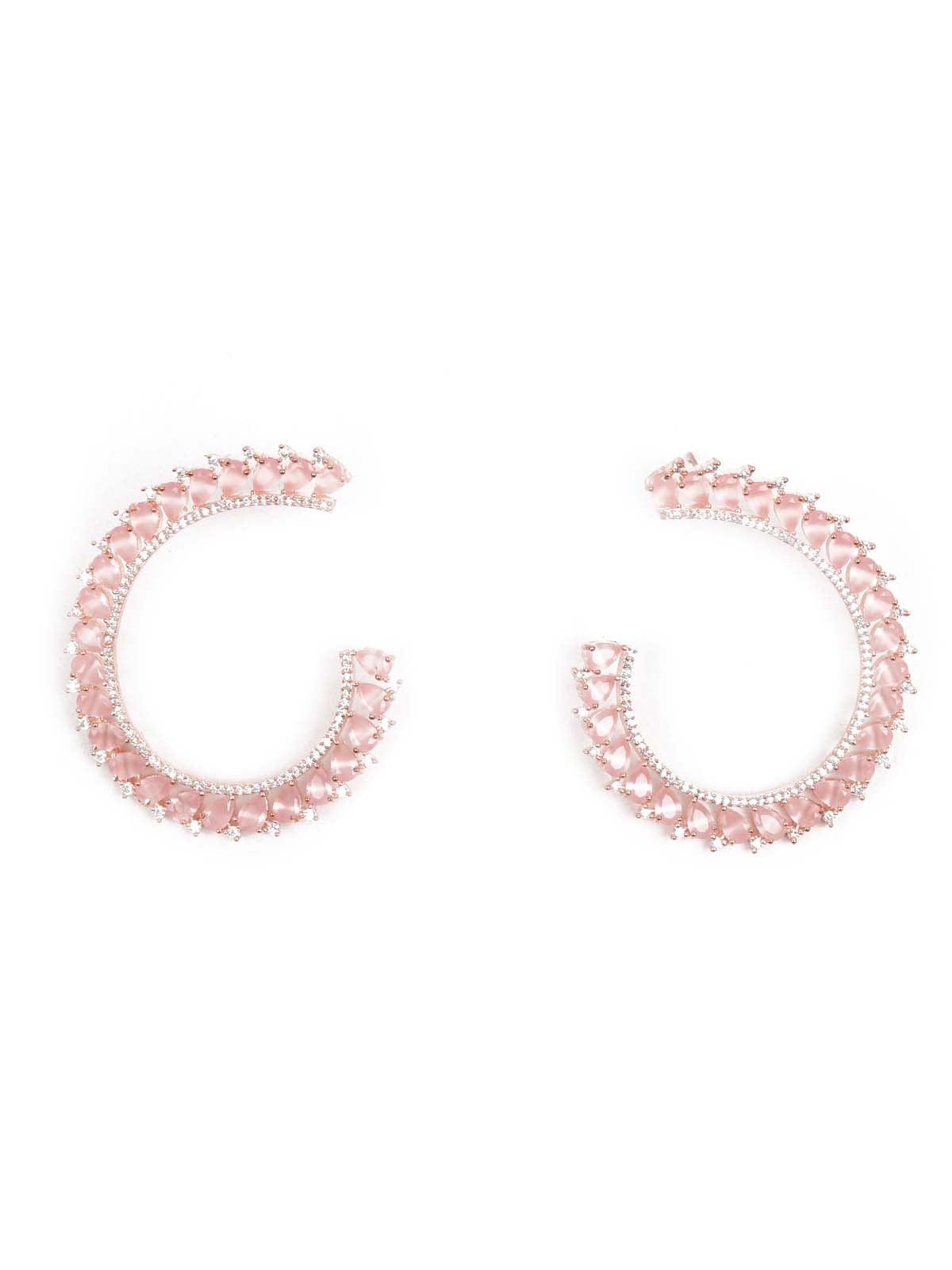 Women's Stylish Pink And Rose Gold Earrin