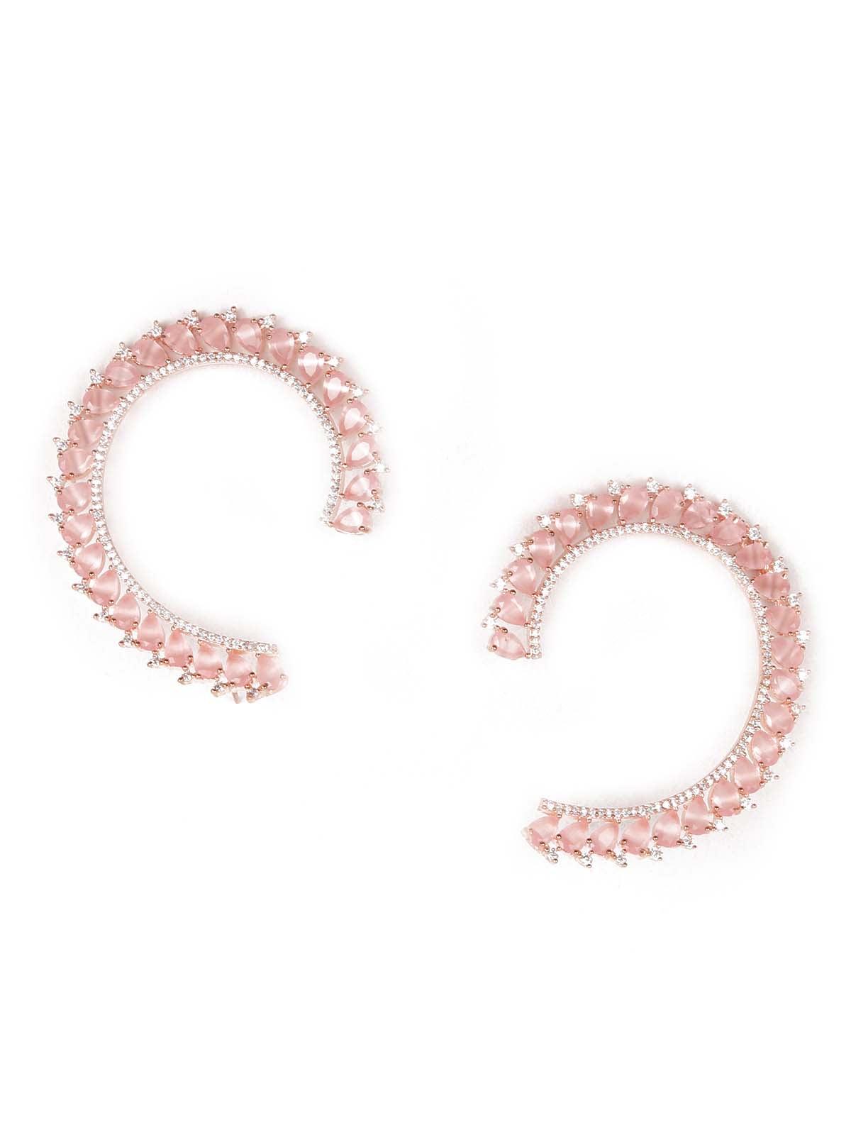 Women's Stylish Pink And Rose Gold Earrin