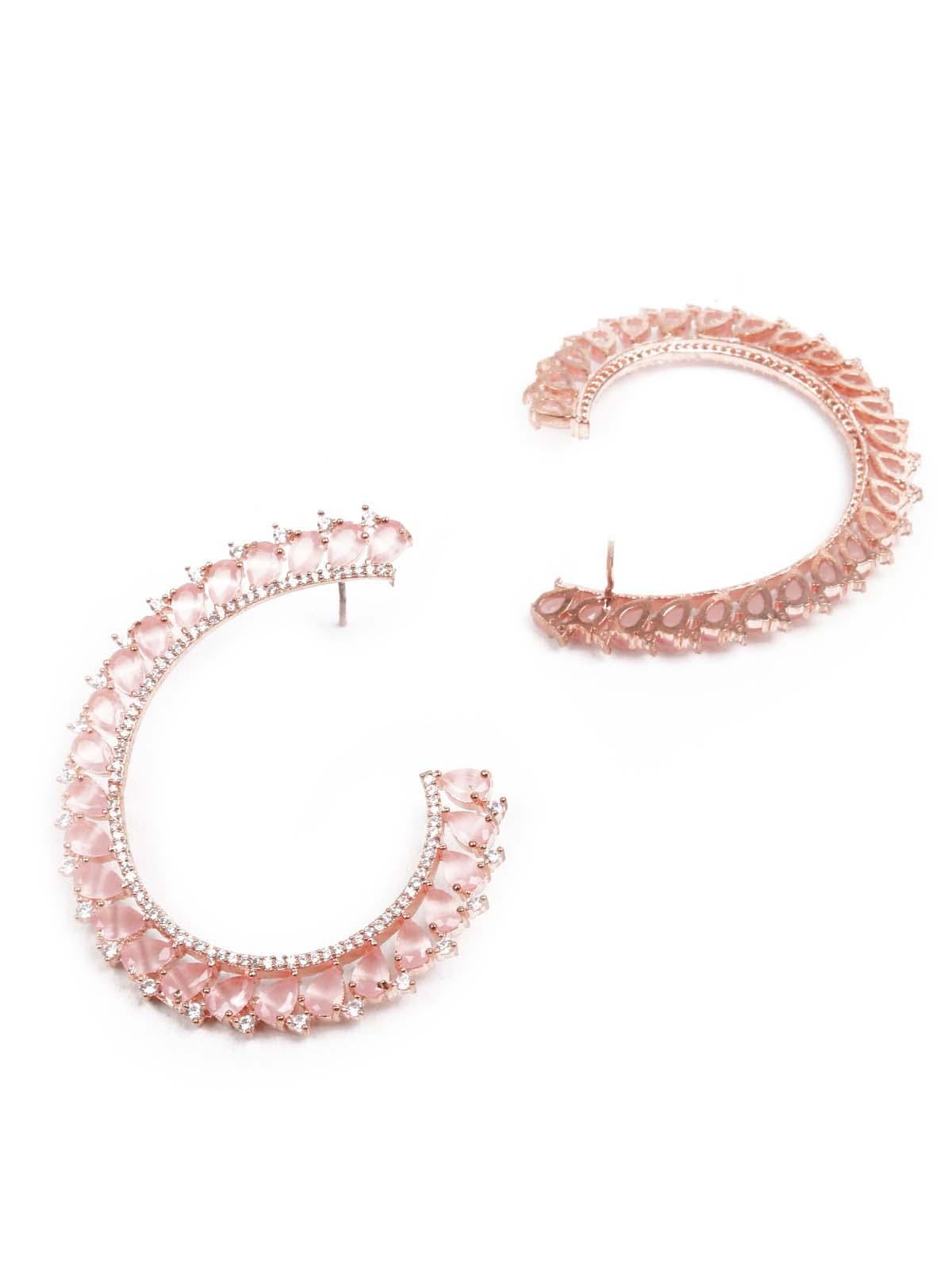 Women's Stylish Pink And Rose Gold Earrin