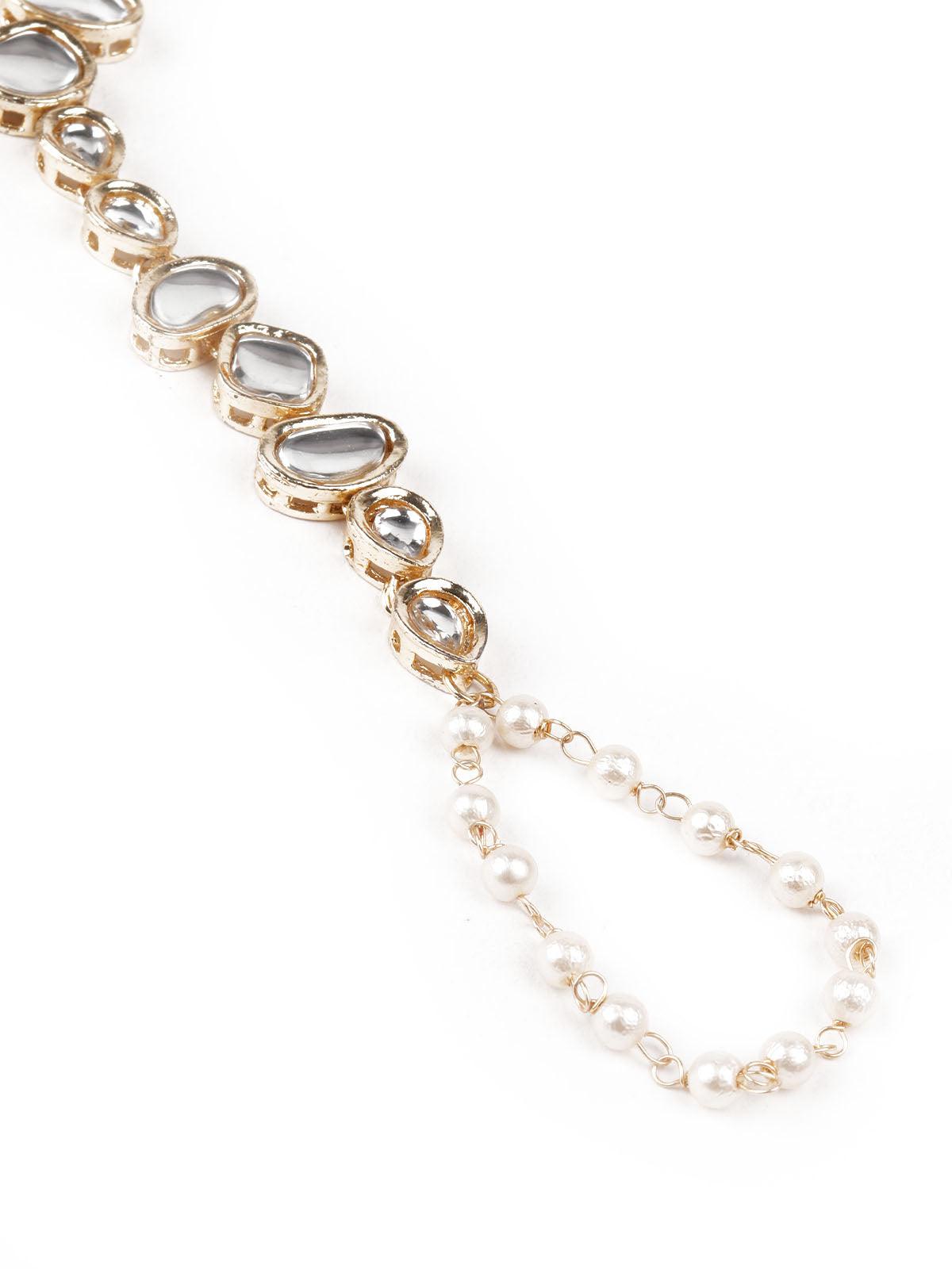 Women's Stylish White And Gold Hand Bracele