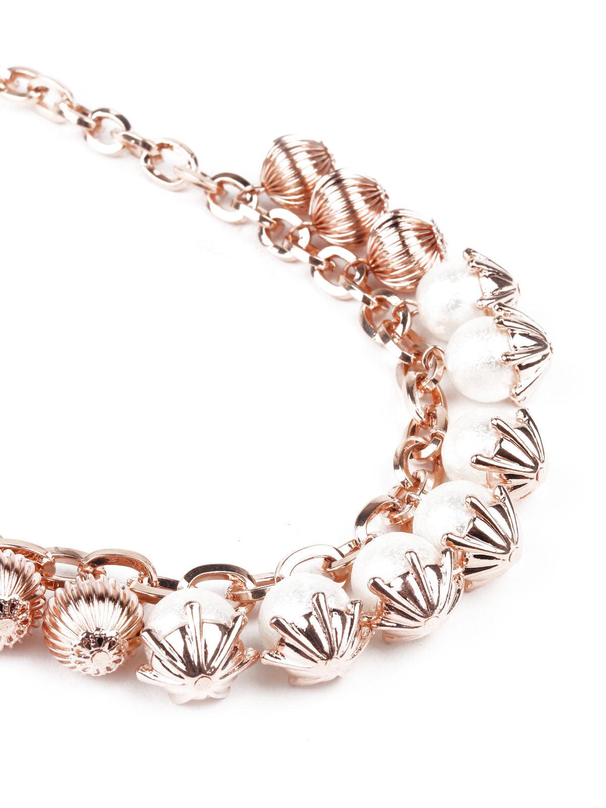 Women's Stylish White And Gold Neckpiec