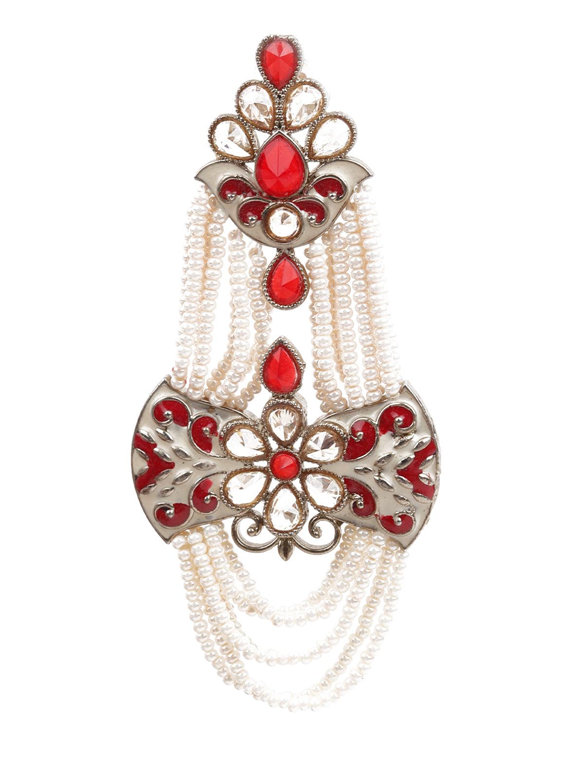 Women's Stylish White And Red Dangle Earring