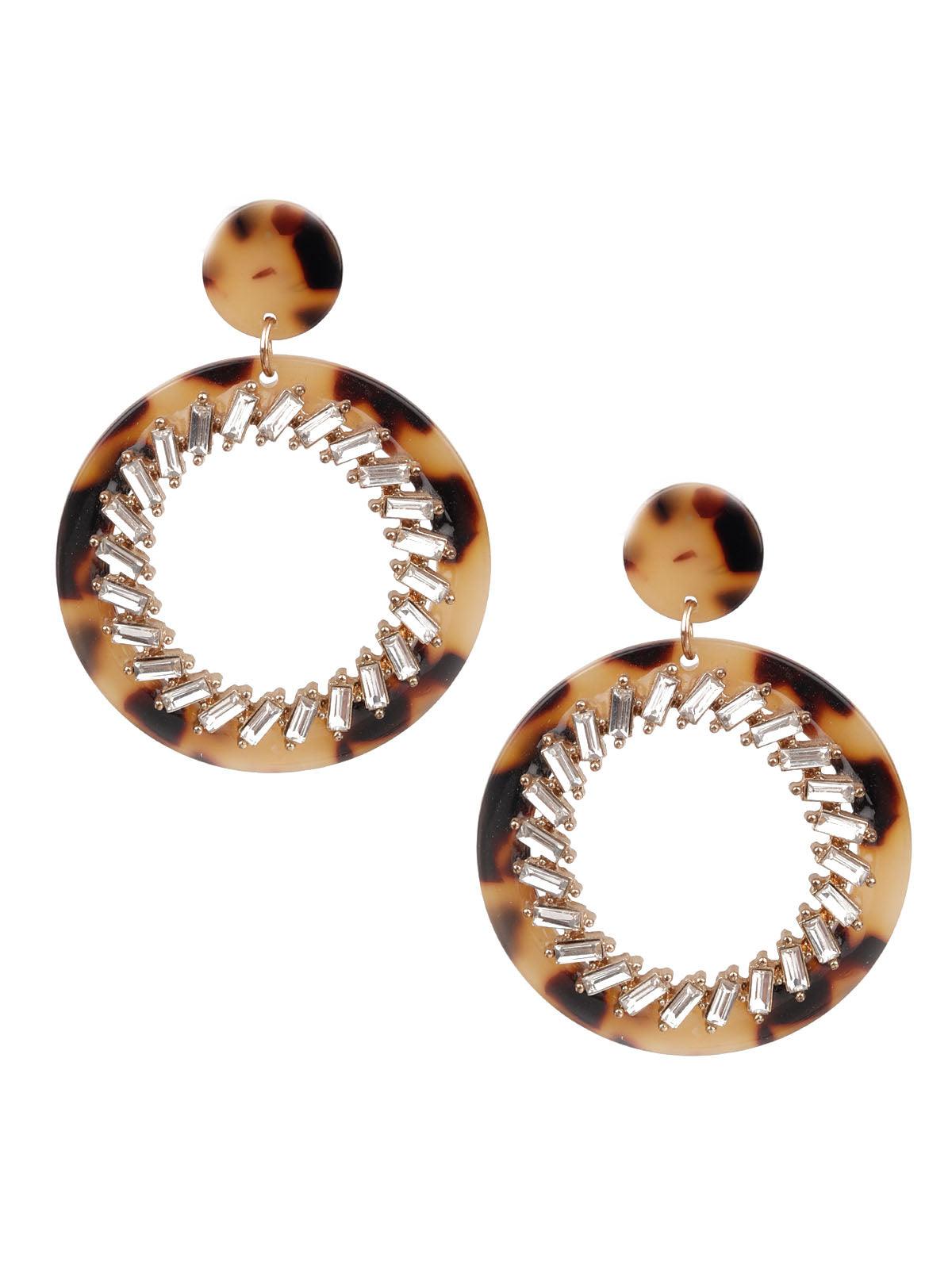 Women's Sunshine Brown And White Hoop Earring