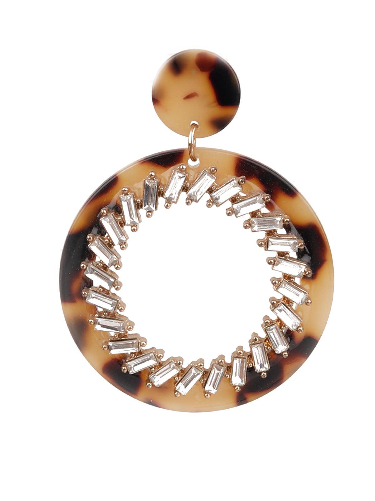 Women's Sunshine Brown And White Hoop Earring