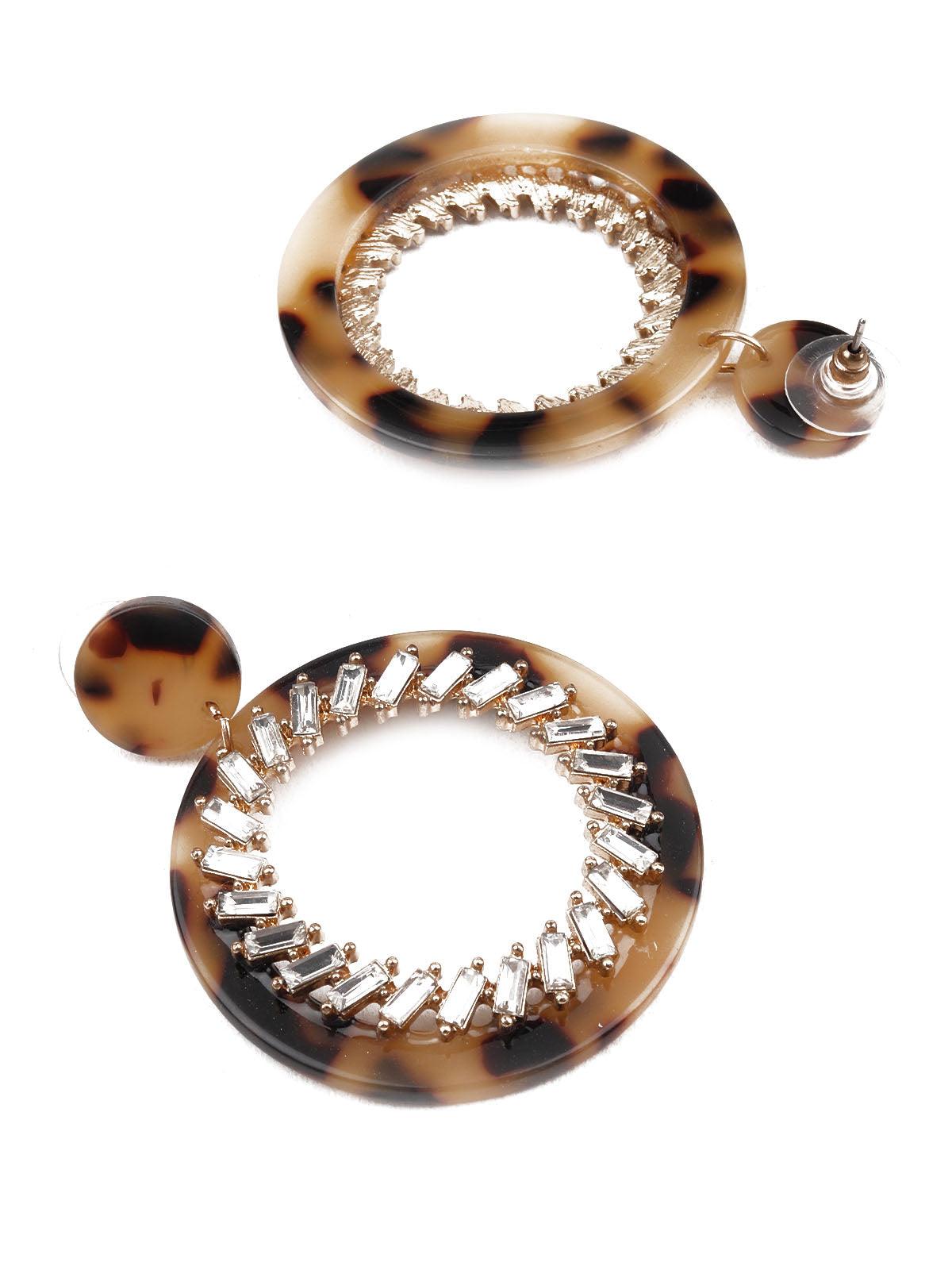 Women's Sunshine Brown And White Hoop Earring