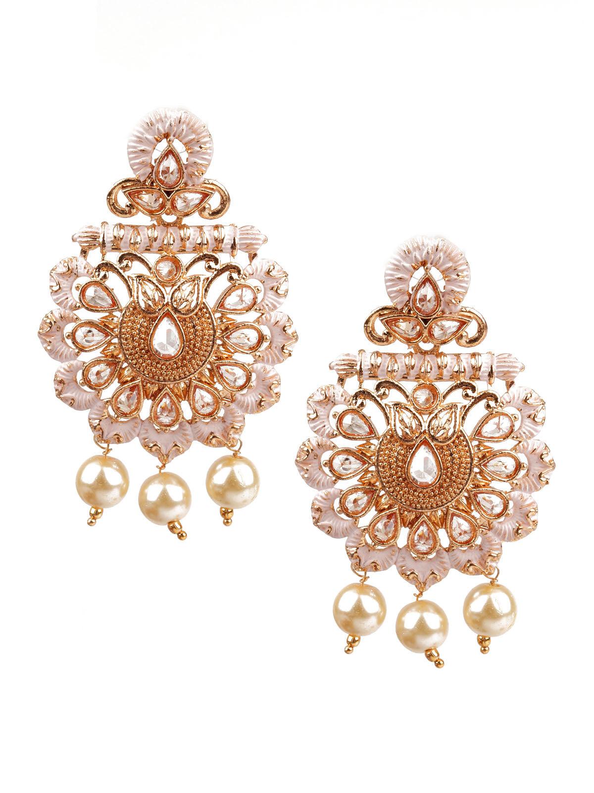 Women's Sunshine White And Orange Dangler Earring
