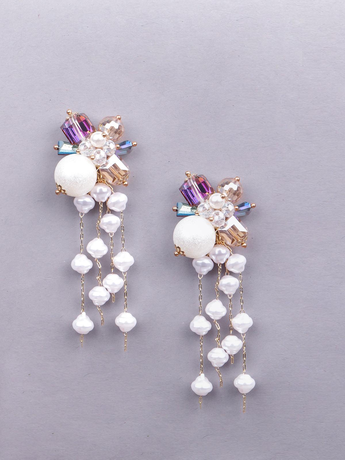 Women's Super Cute White Drop Statement Earrings
