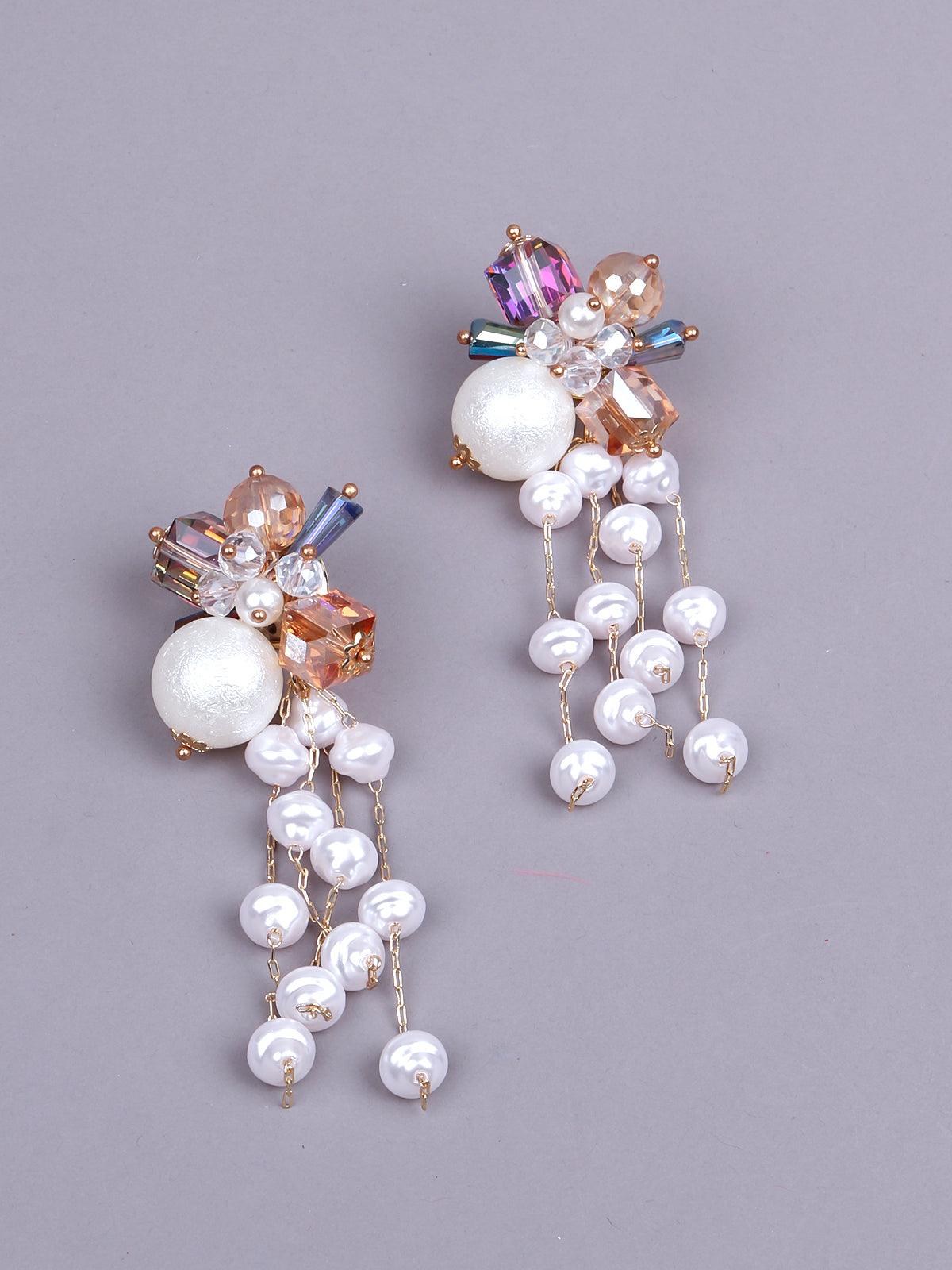 Women's Super Cute White Drop Statement Earrings