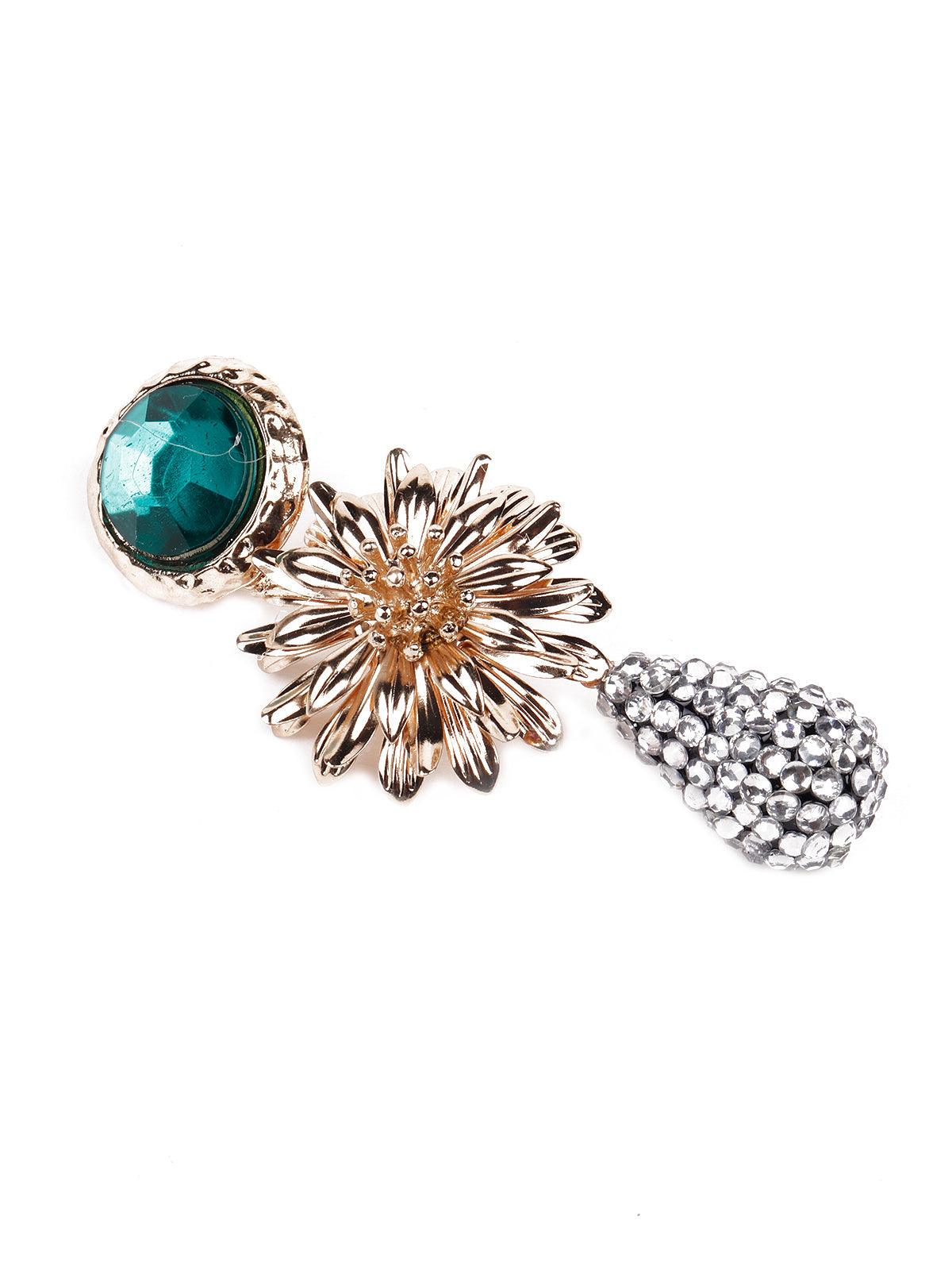Women's Super Stylish Golden Floral Statement Earring