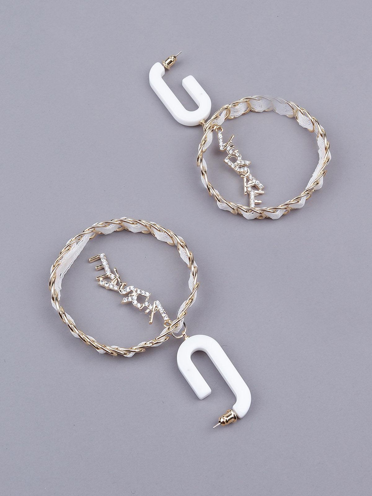 Women's Super Stylish White Statement Hoop Earring
