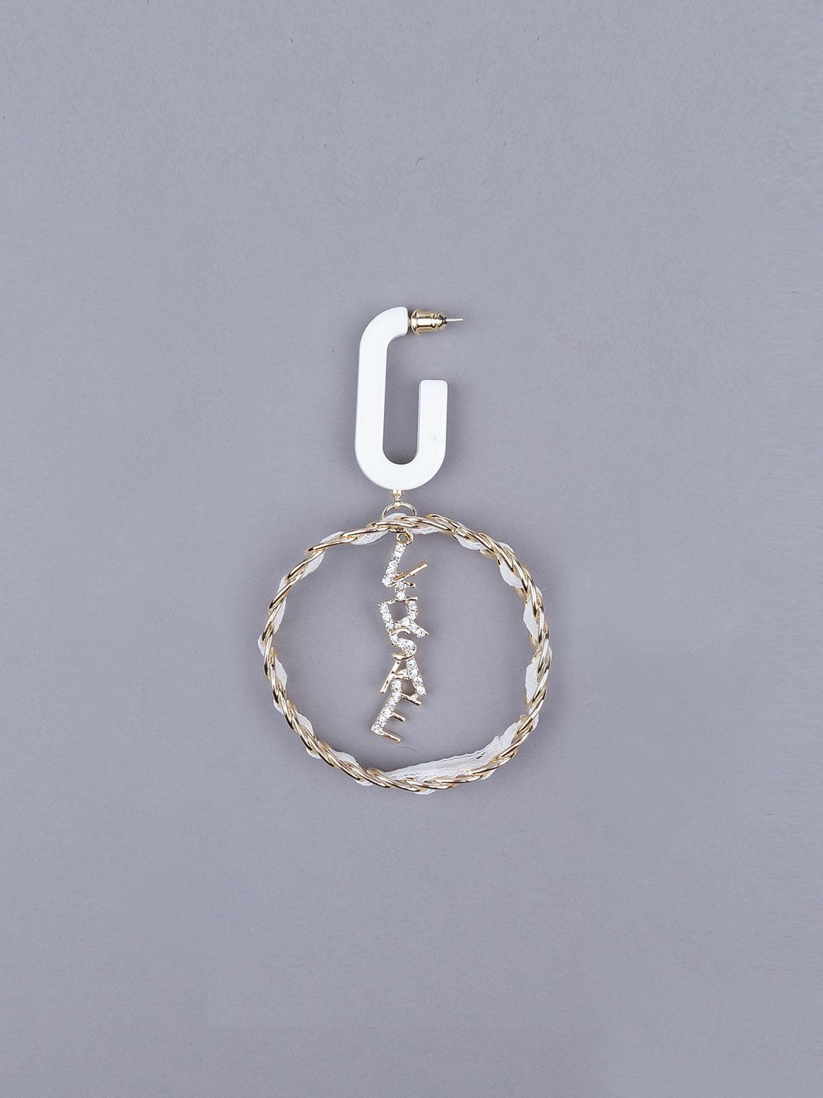Women's Super Stylish White Statement Hoop Earring