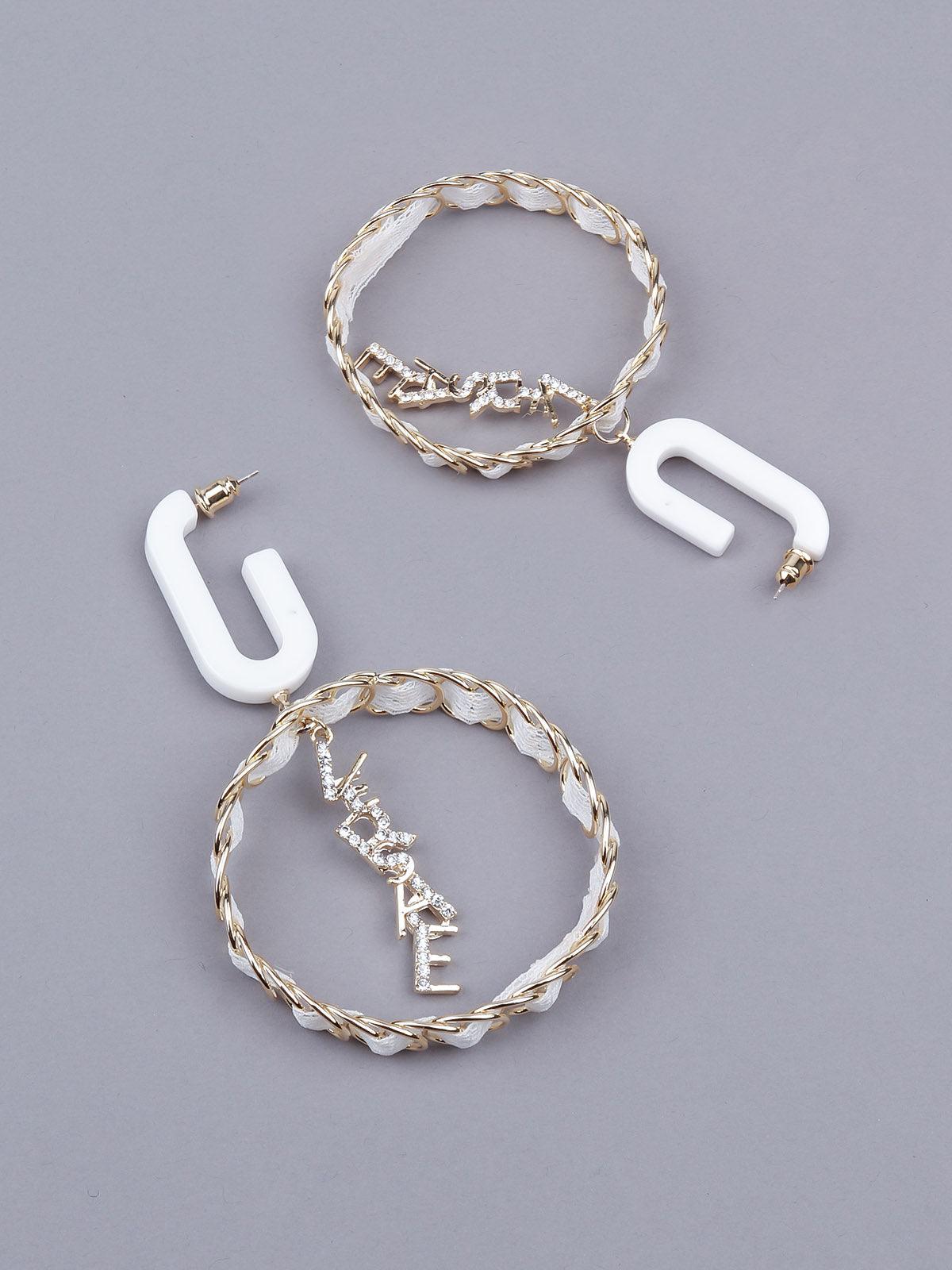 Women's Super Stylish White Statement Hoop Earring