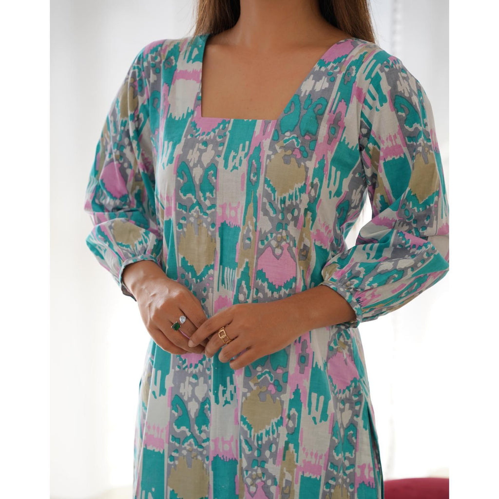 Women's Green Ikat Co-Ord Set