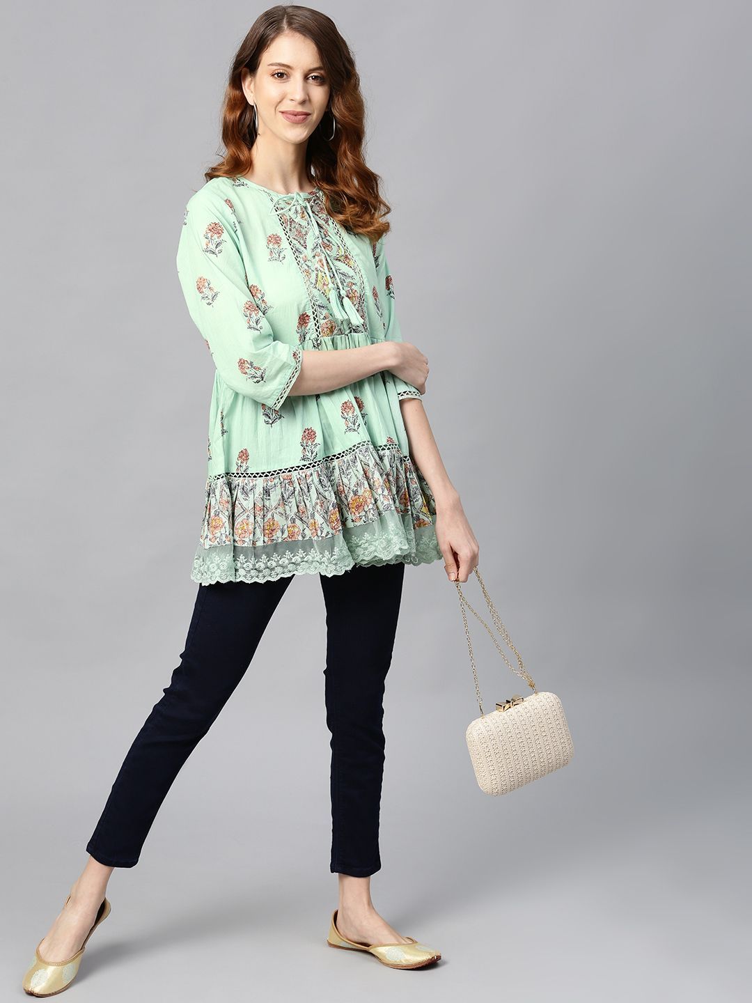 Women's Cambric Embroidered Tiered Top