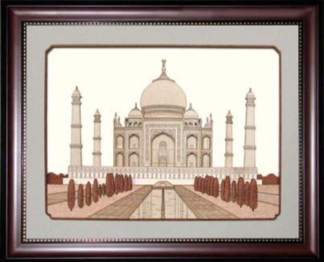 Taj Mahal Large Decorative Frame – Handcrafted Wooden Heritage Wall Art