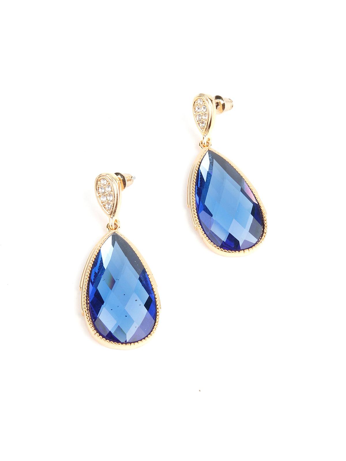 Women's Teardrop Sapphire Blue Crystal Earring