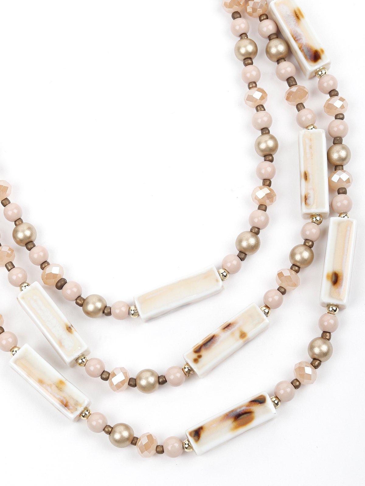 Women's Three-Layered Beaded Chain-Beig