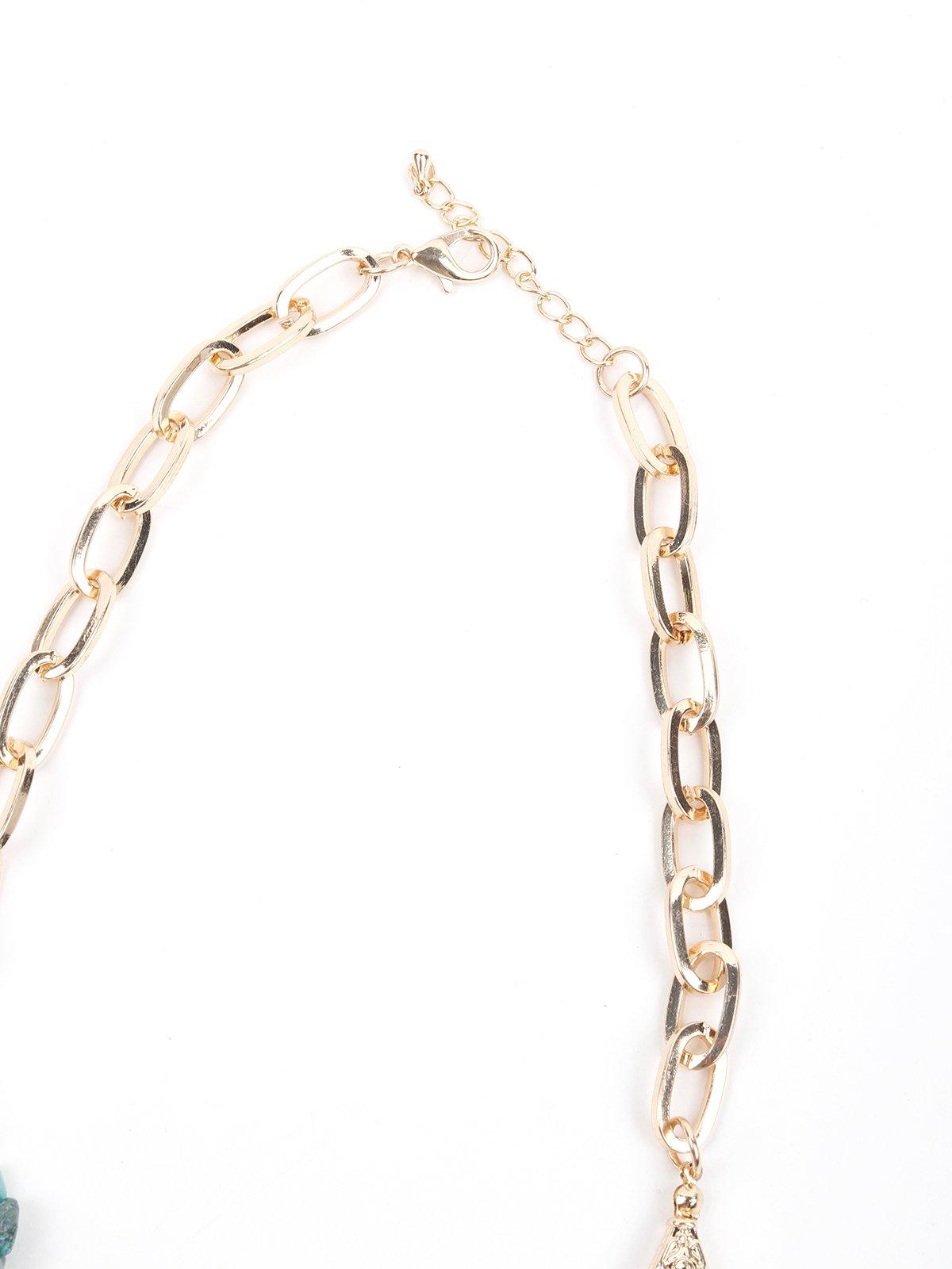 Women's Three-Layered Blue Stone Embellished Necklac