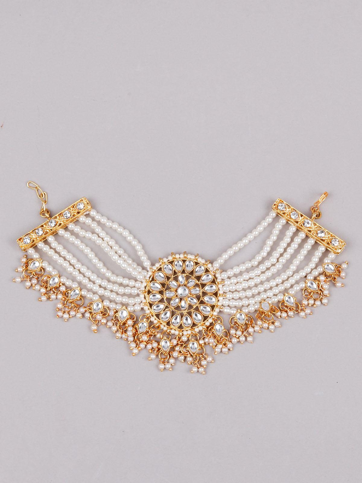 Women's Traditional White And Gold Bracele