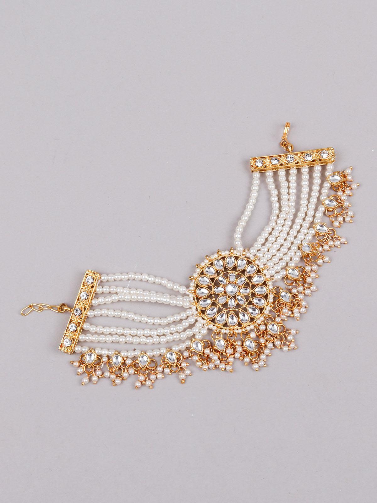 Women's Traditional White And Gold Bracele