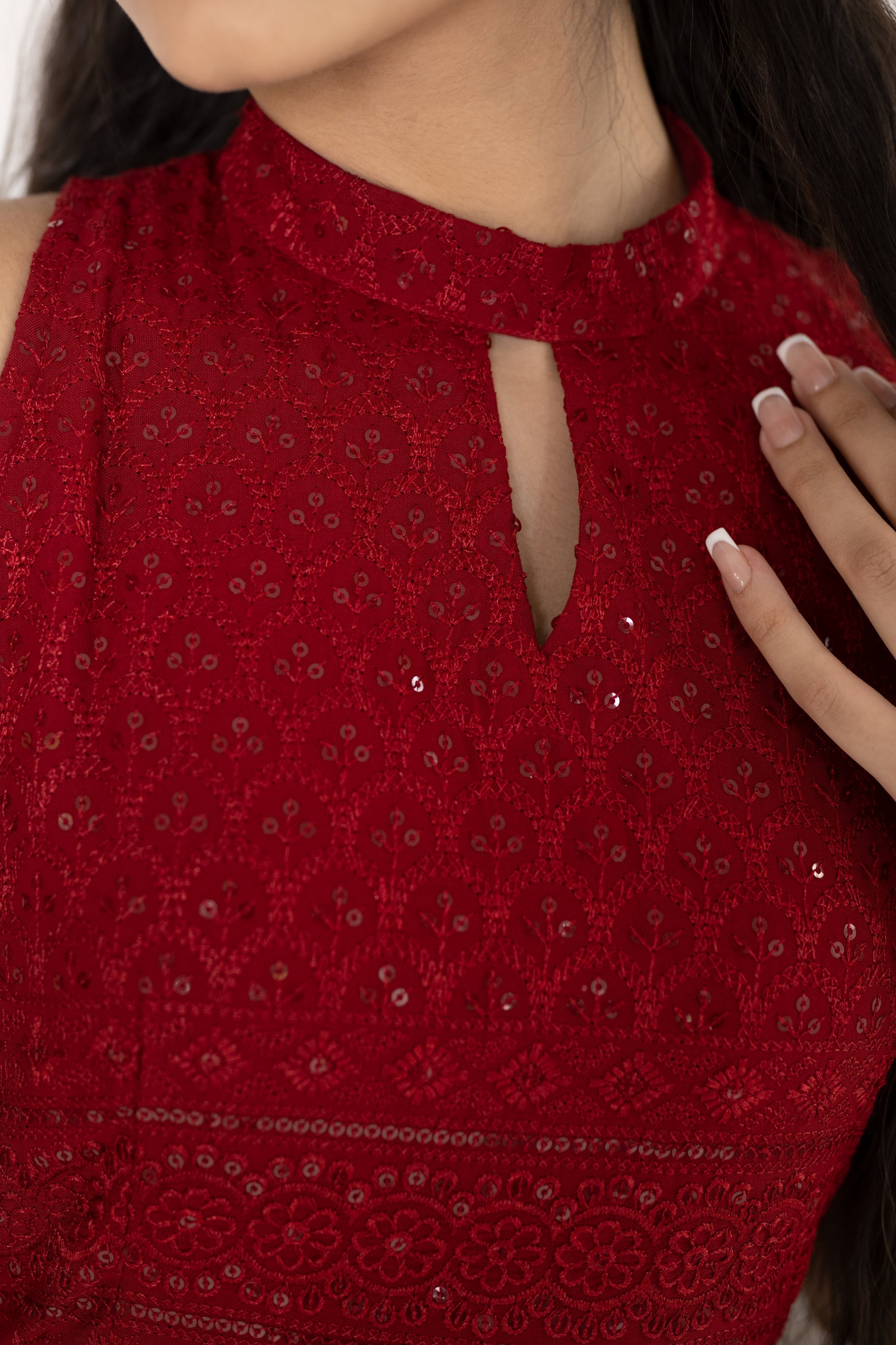 Women's Red Embroidered Dress