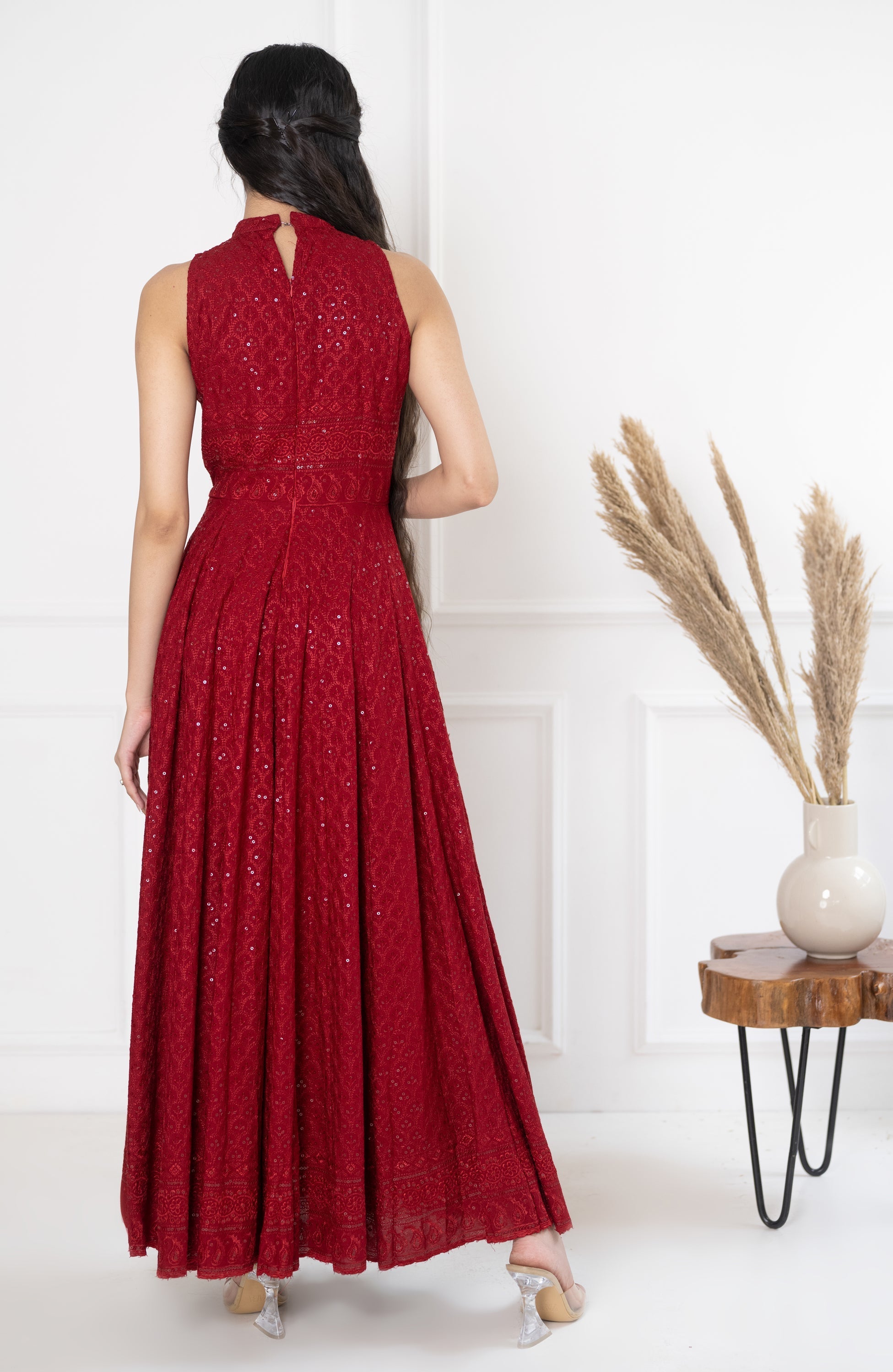 Women's Red Embroidered Dress