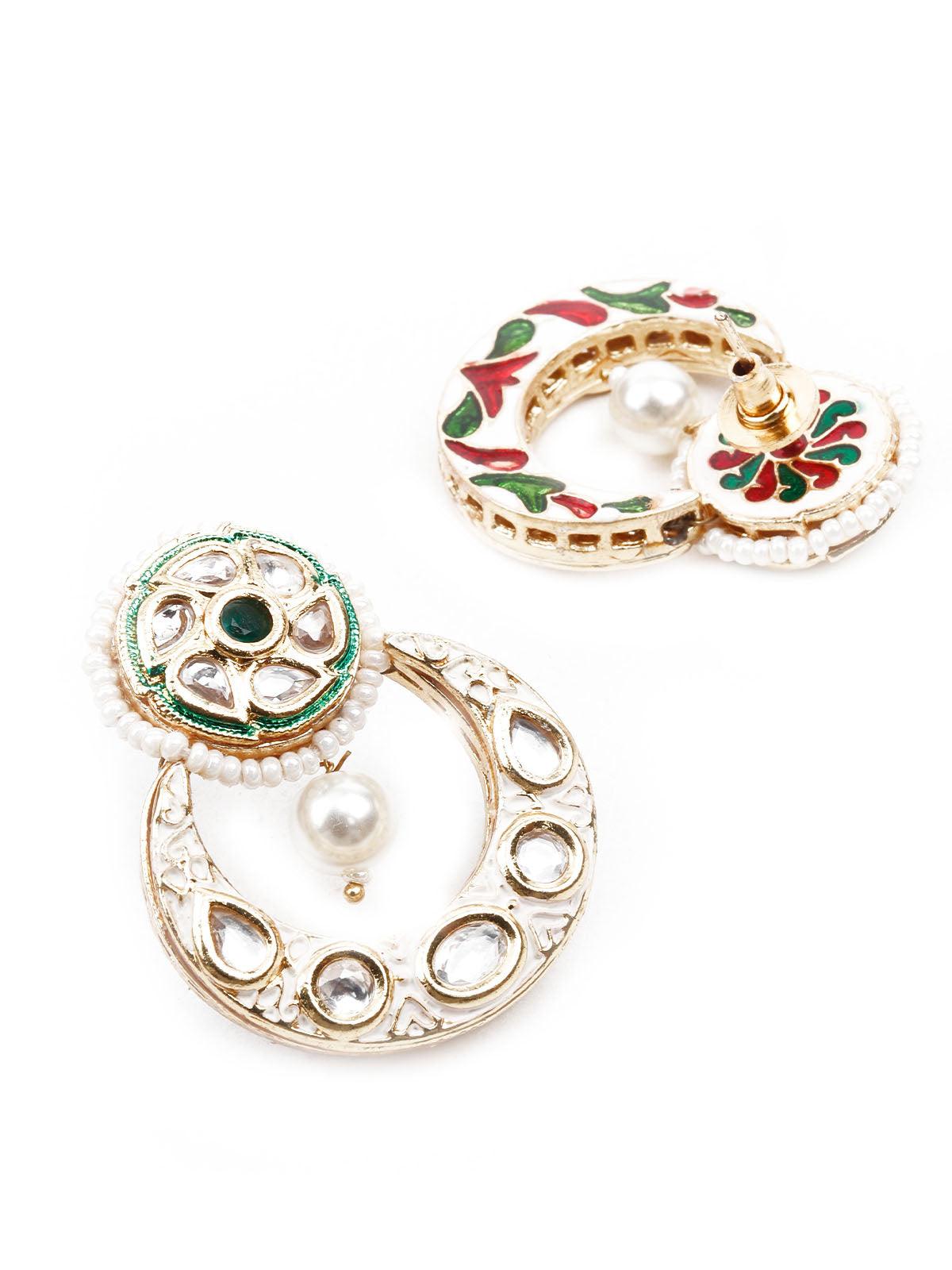 Women's Trendy White Meenakari Stud Earring