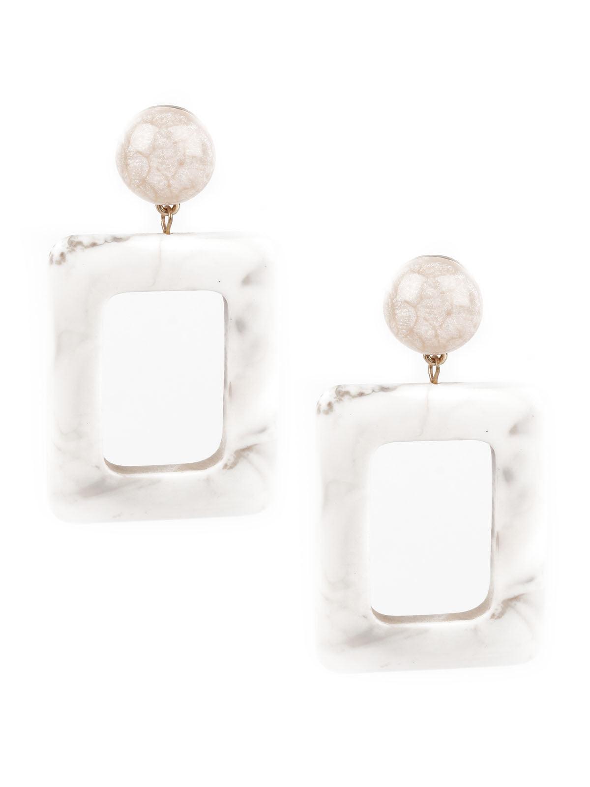 Women's Trendy White Square Dangle Earring
