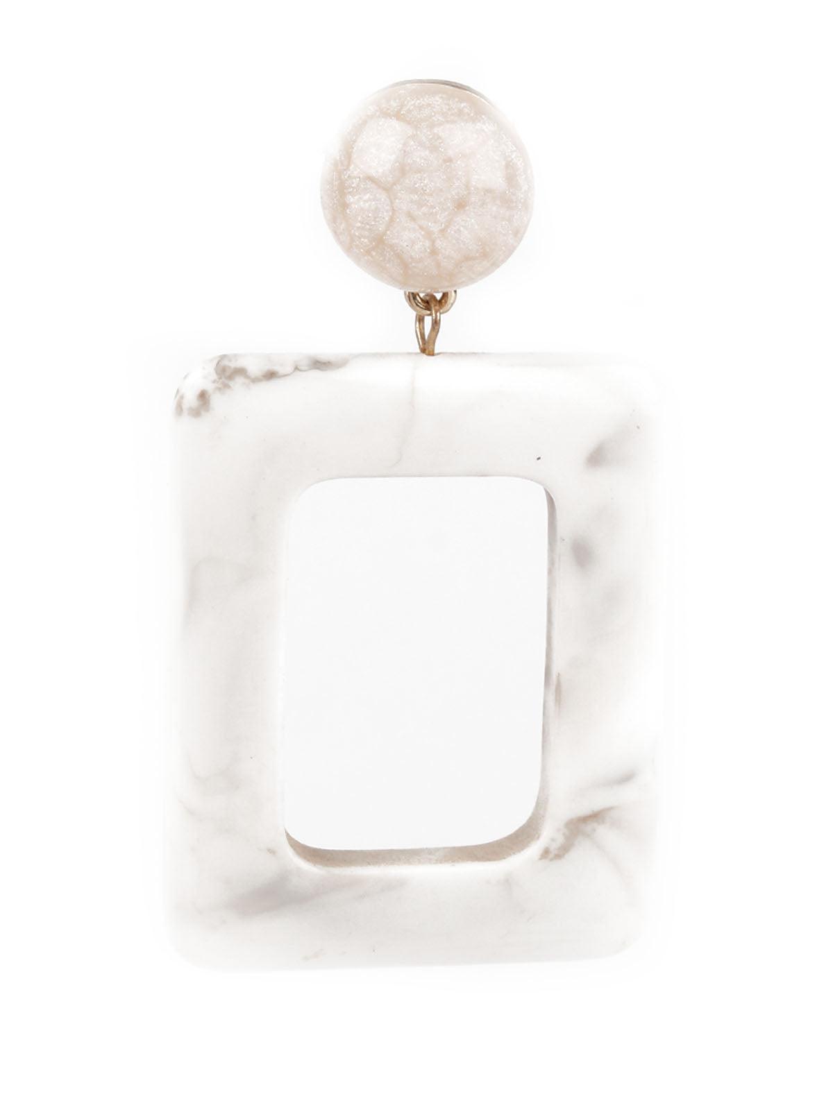 Women's Trendy White Square Dangle Earring