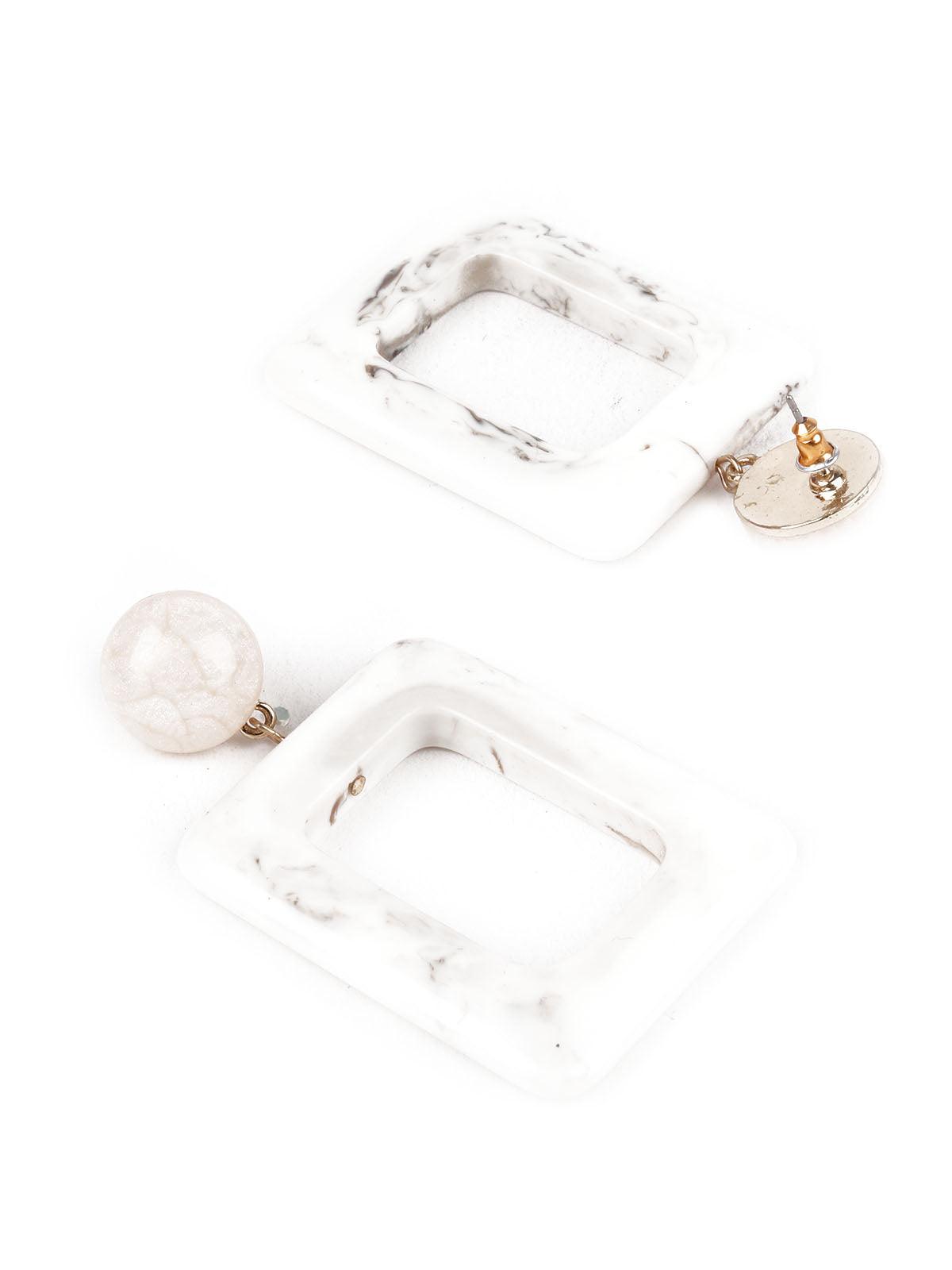 Women's Trendy White Square Dangle Earring