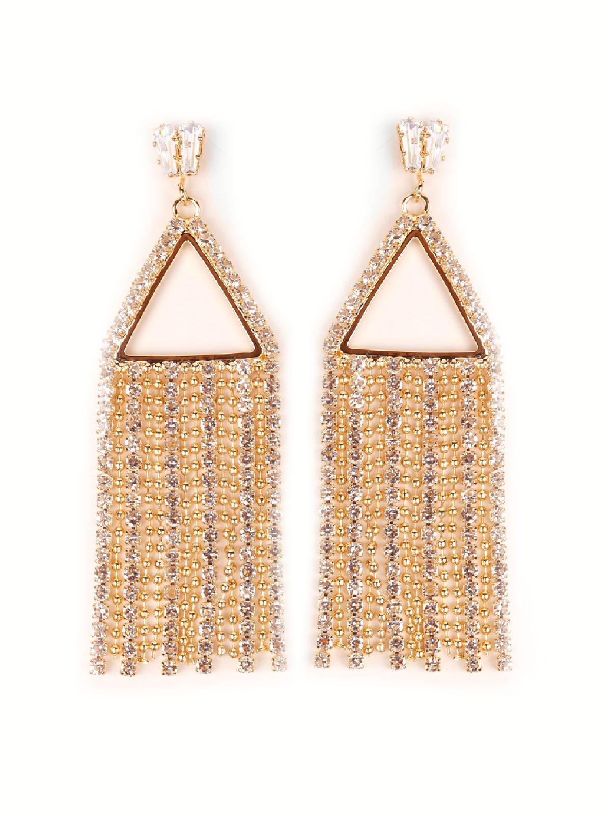 Women's Triangle Gold Crystal Drop Earring