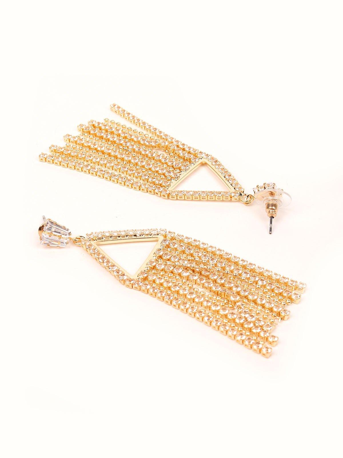 Women's Triangle Gold Crystal Drop Earring