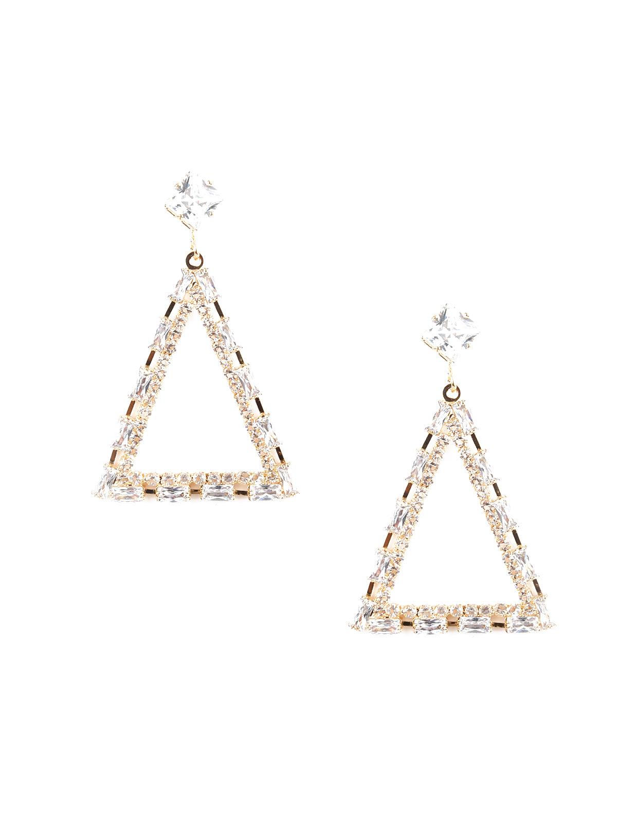 Women's Triangular Crystal Embellished Dangle Earring