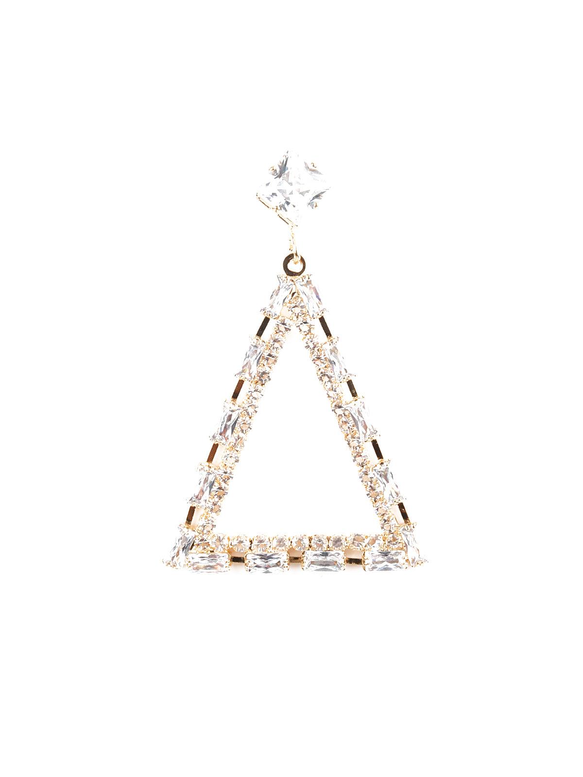 Women's Triangular Crystal Embellished Dangle Earring