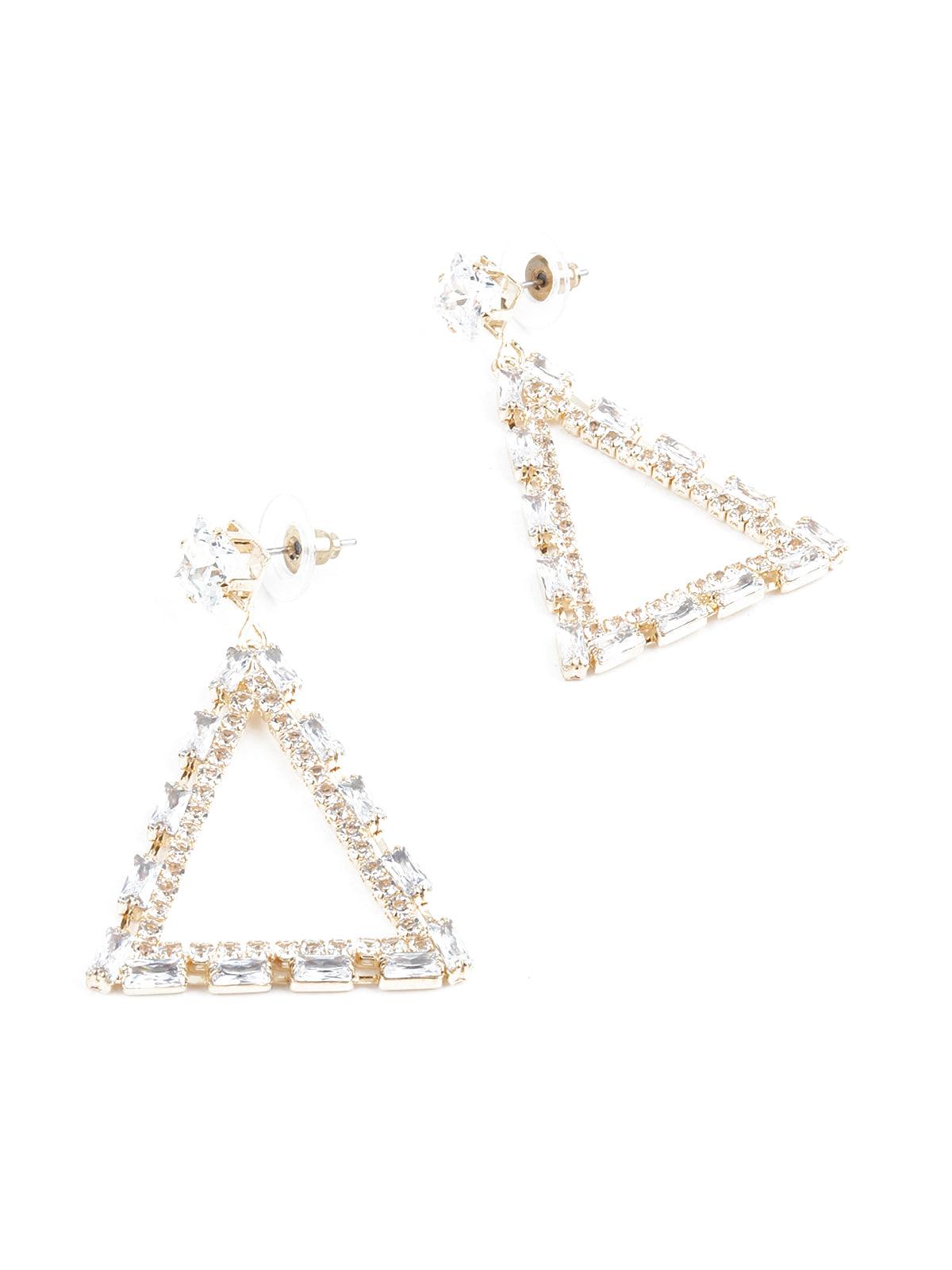 Women's Triangular Crystal Embellished Dangle Earring