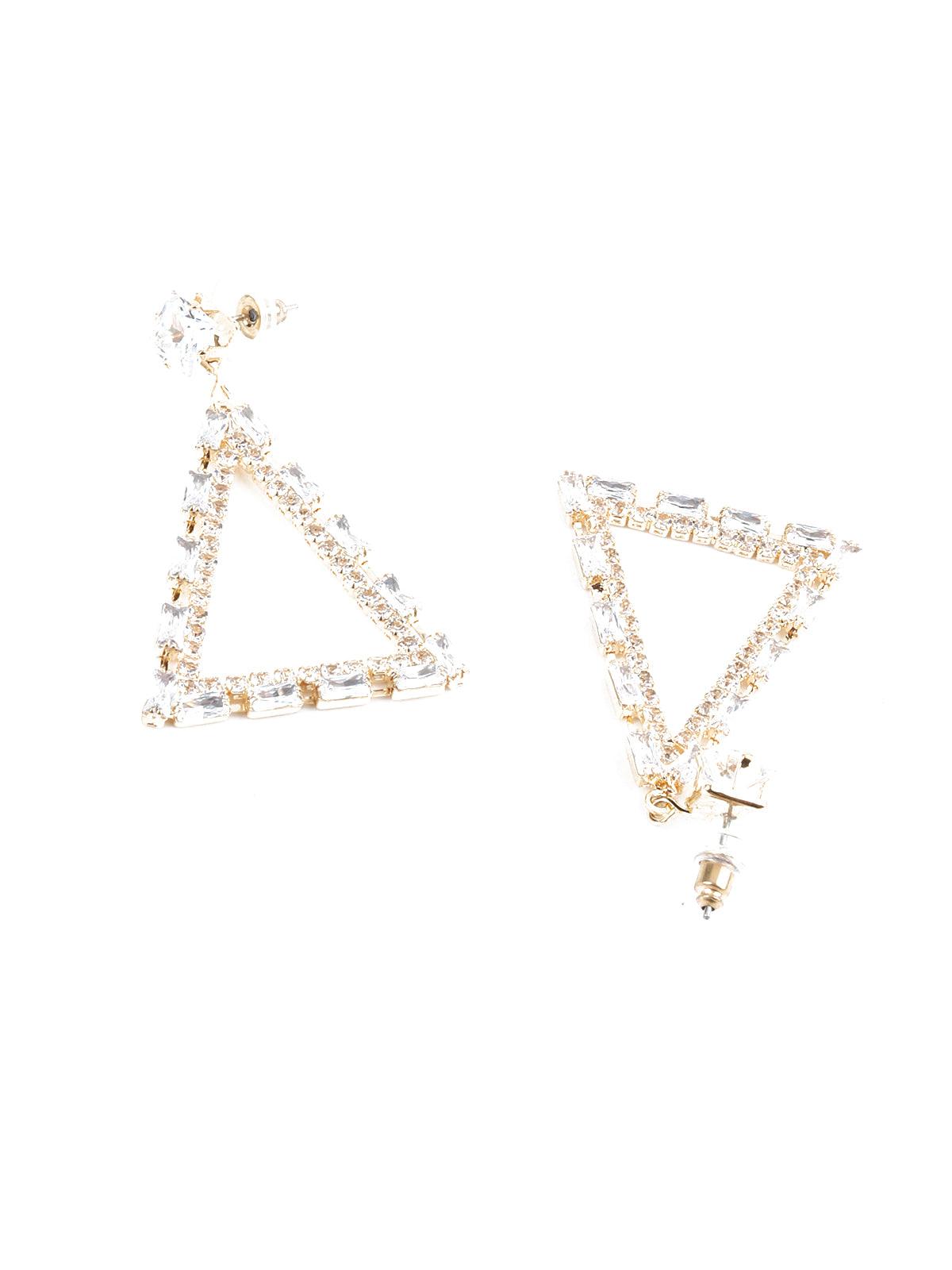 Women's Triangular Crystal Embellished Dangle Earring